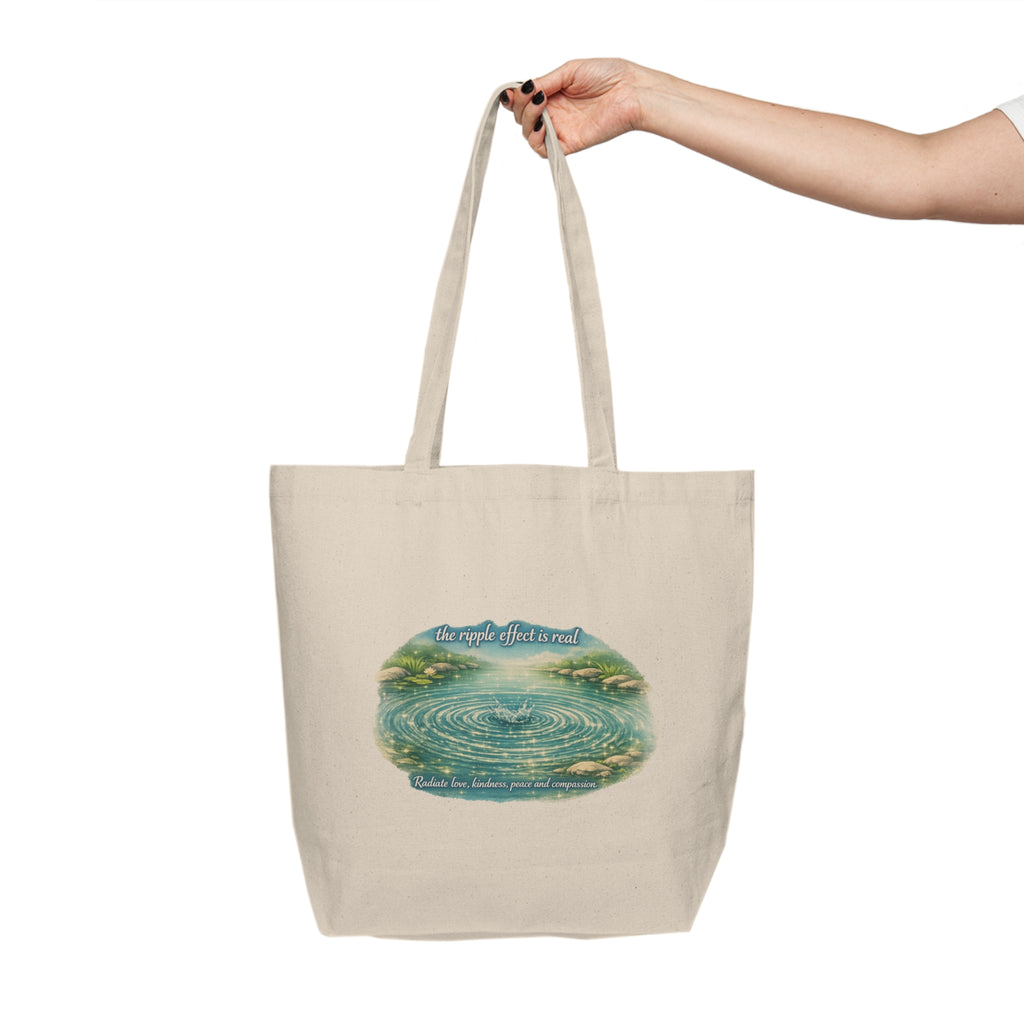 Eco Canvas Tote Bag — "The Ripple Effect" Serene Lake Illustration