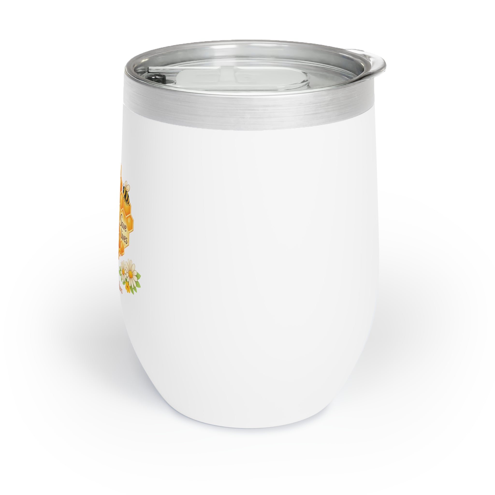 Chill Wine Tumbler — Bee Friendly Honeycomb Floral Design (International Bee Day)