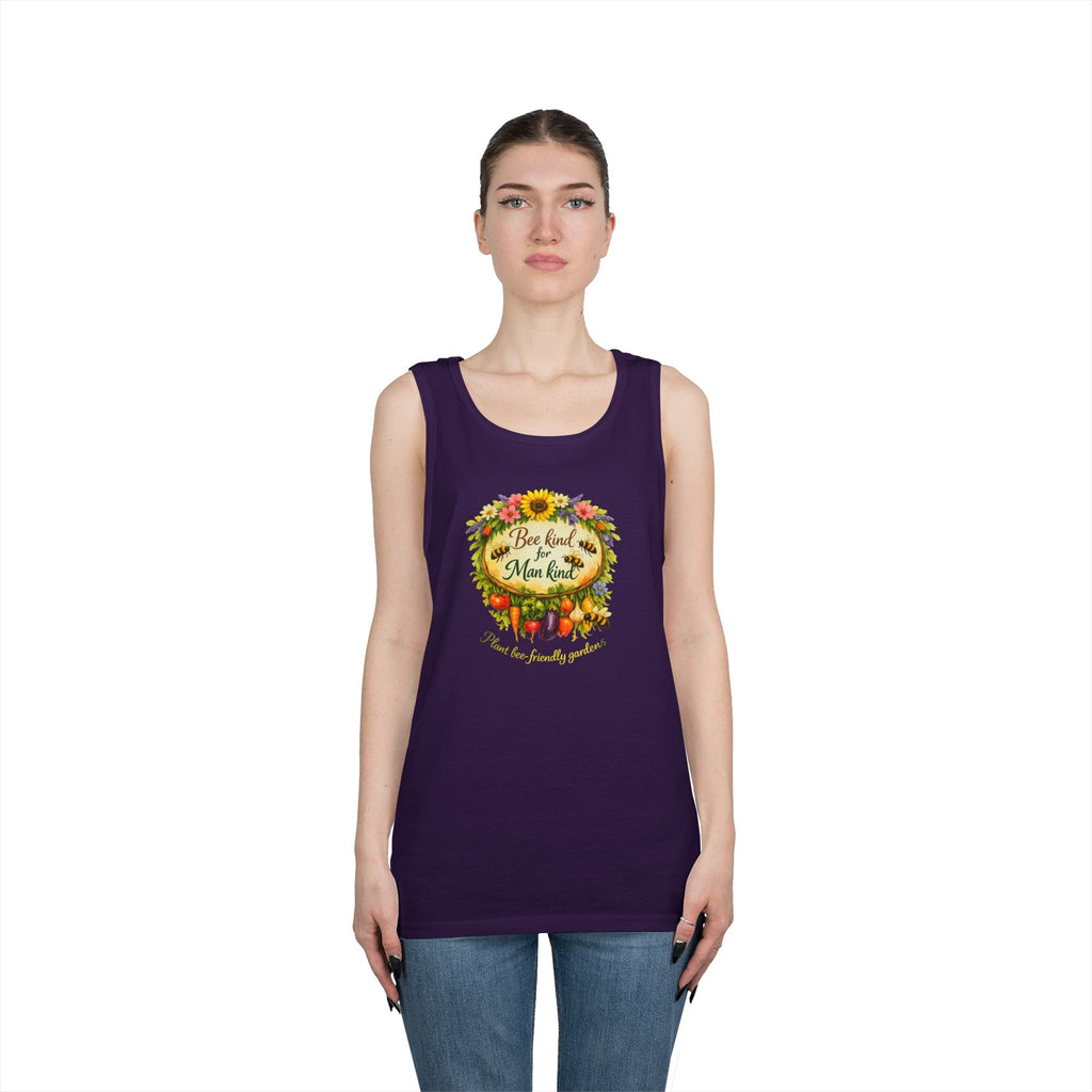 Sunflower Harvest Tank Top — "Bee Kind to mankind" Floral Summer Shirt