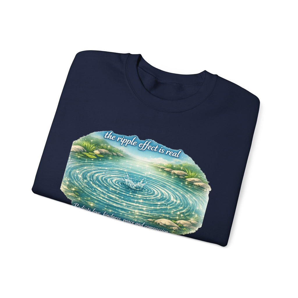 Ripple Effect Crewneck Sweatshirt — Scenic Lake Ripple Design