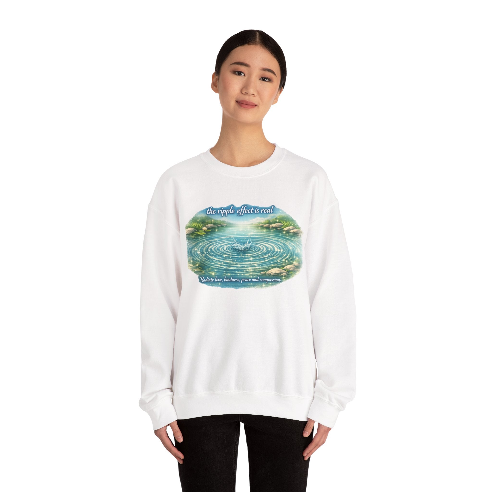Ripple Effect Crewneck Sweatshirt — Scenic Lake Ripple Design