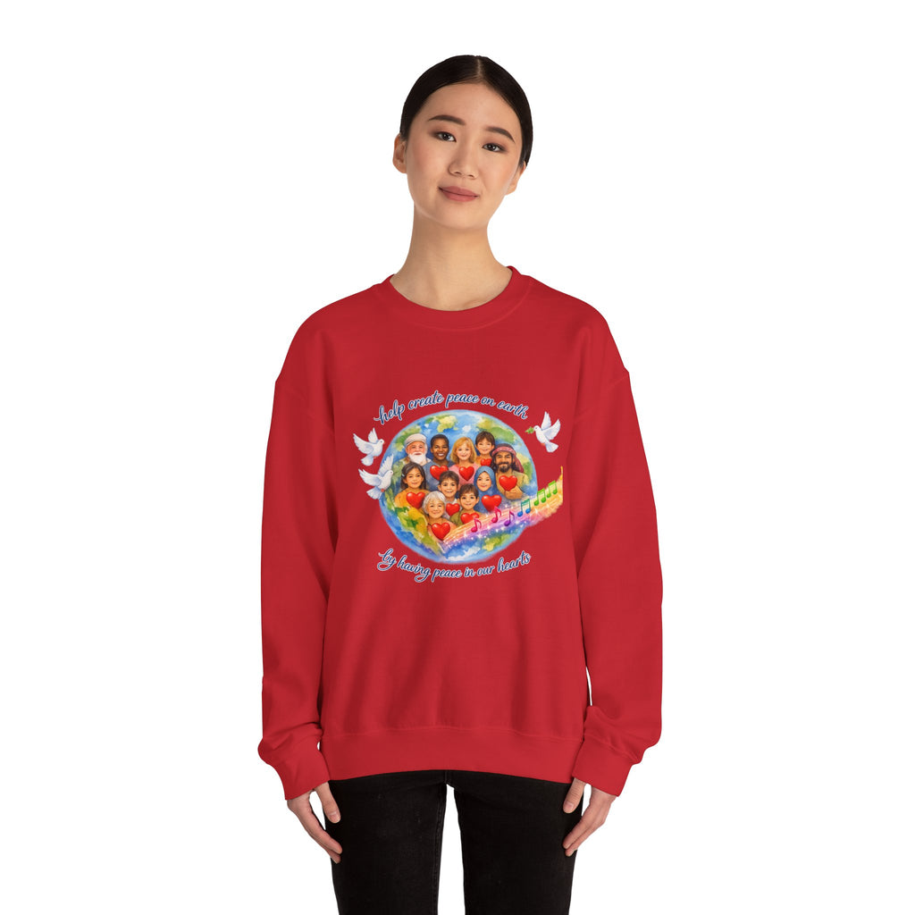 Peace on Earth Crewneck Sweatshirt — "Help Create Peace on Earth" Kids of the World Design