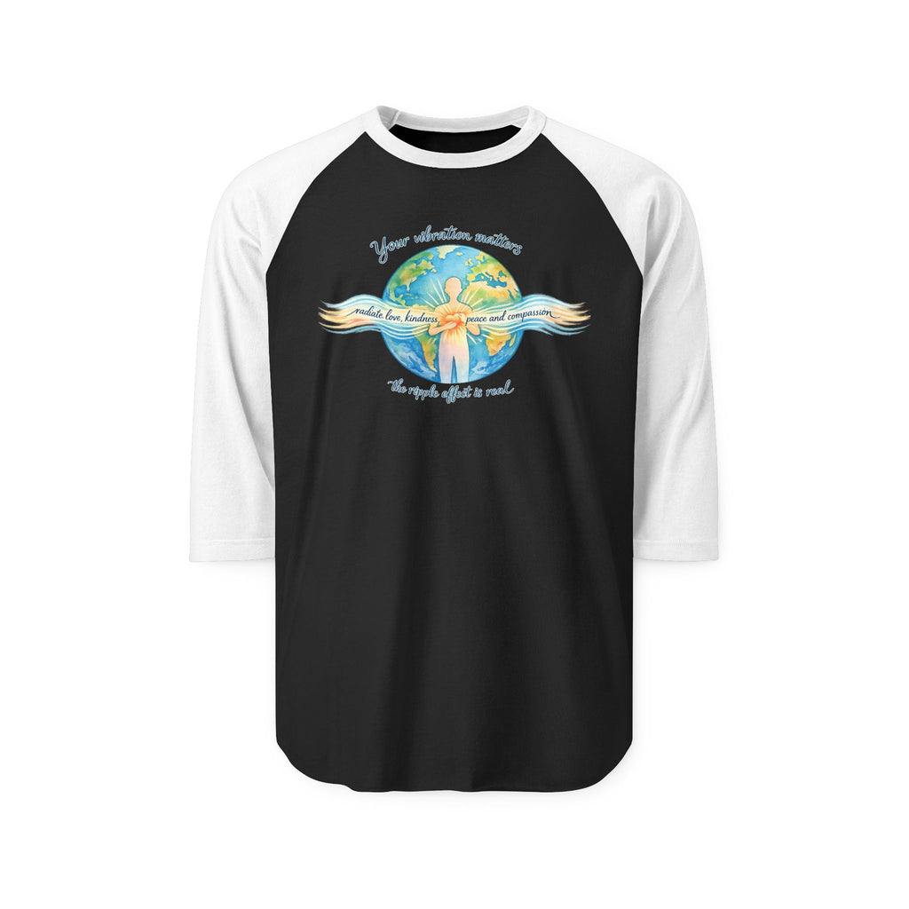 Vibrate Peace Raglan Shirt — Radiate Peace, Love & Kindness 3/4 Sleeve