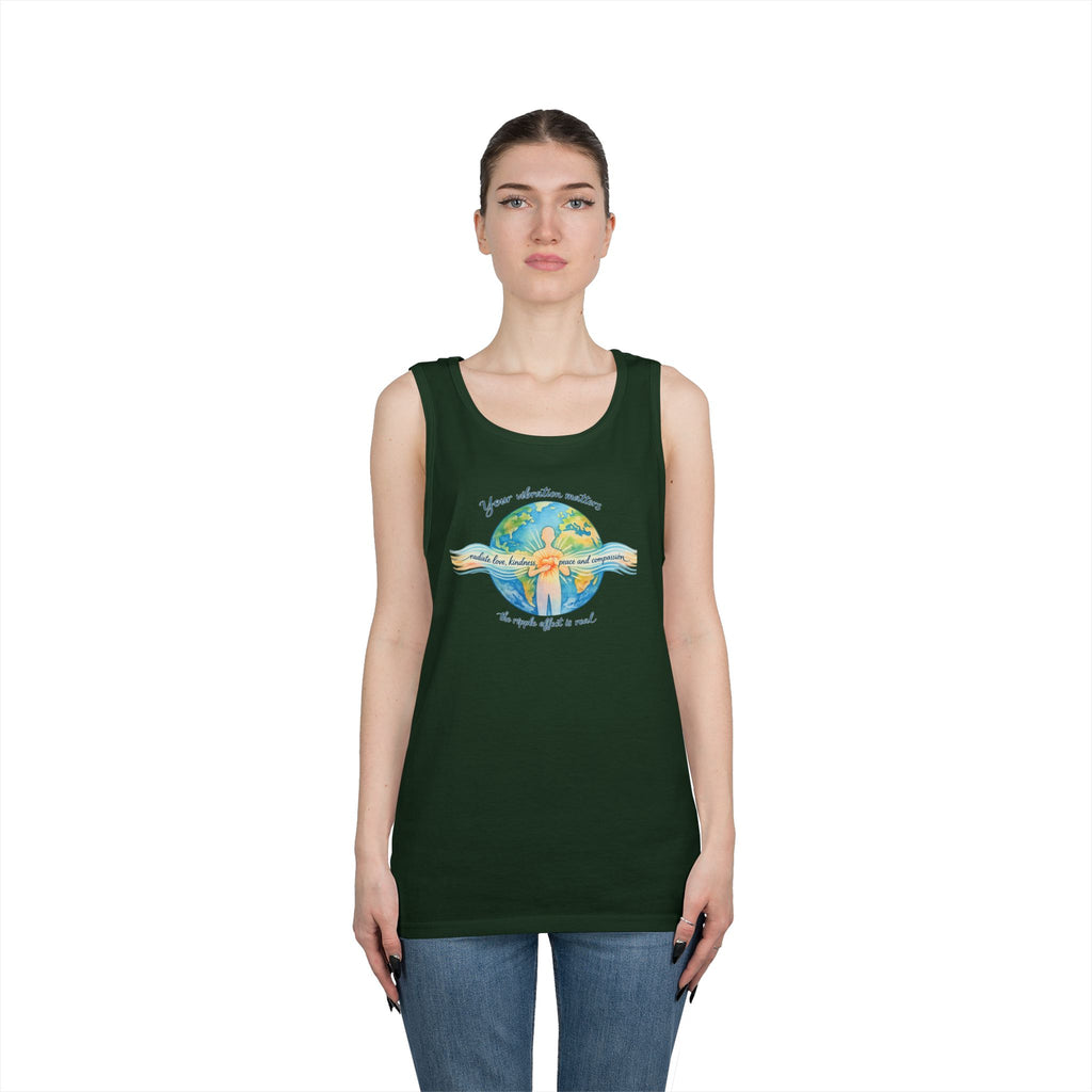 Earth Hug Tank — "Your vibration matters" Eco Positive Graphic Tank Top