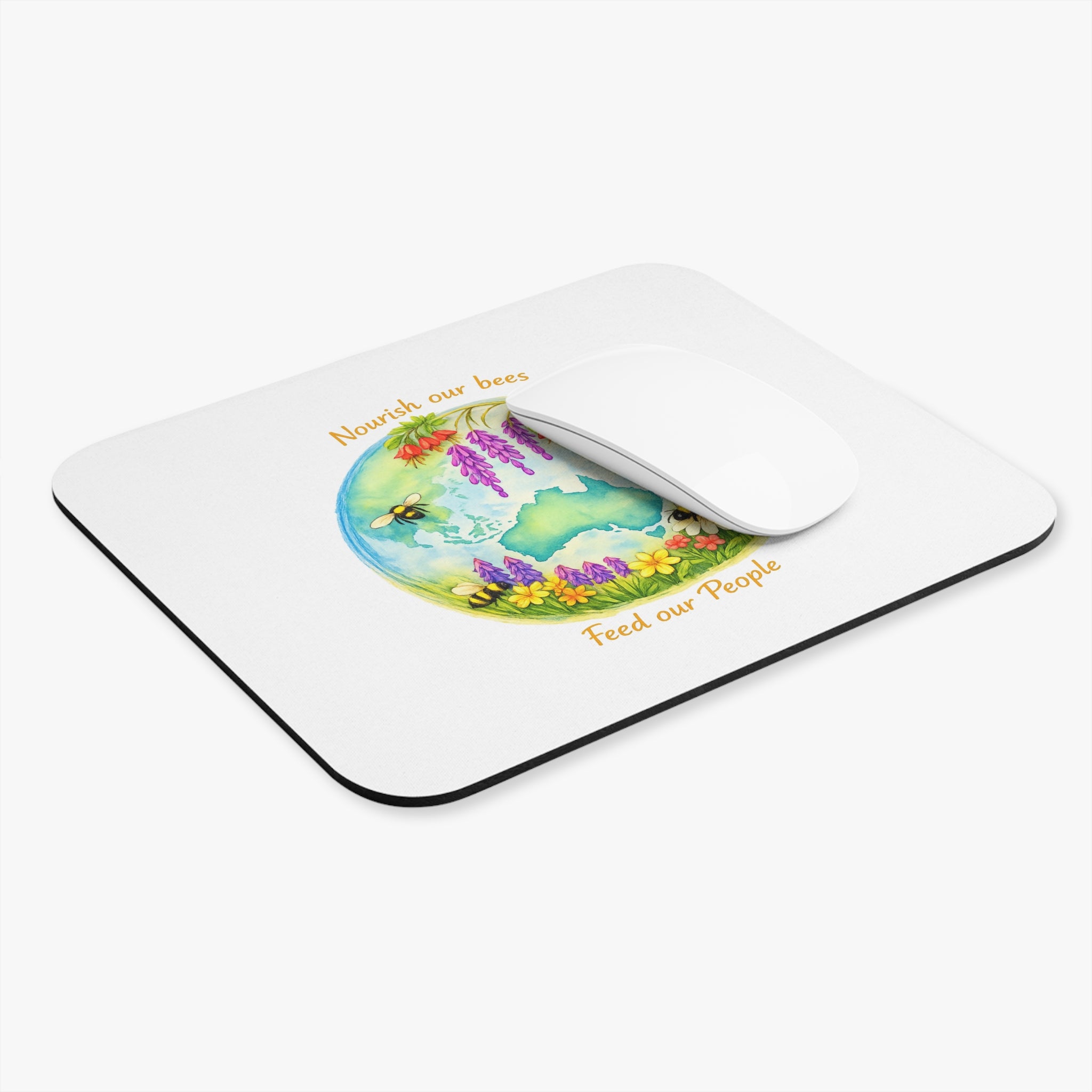 Mouse Pad — "Nourish Our Bees, Feed Our People" Floral Australia Design