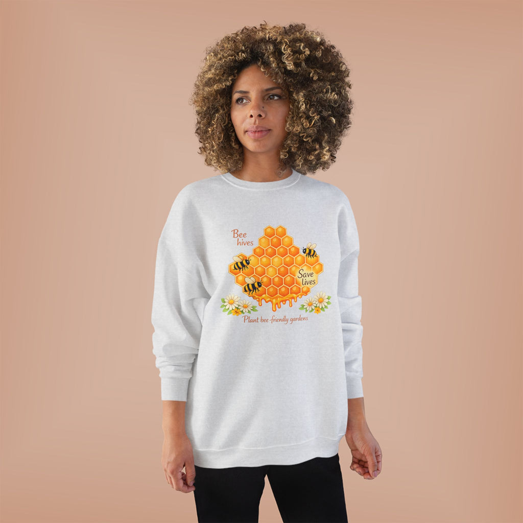 Bee Hive Sweatshirt – Save the Bees Honeycomb Floral Crewneck
