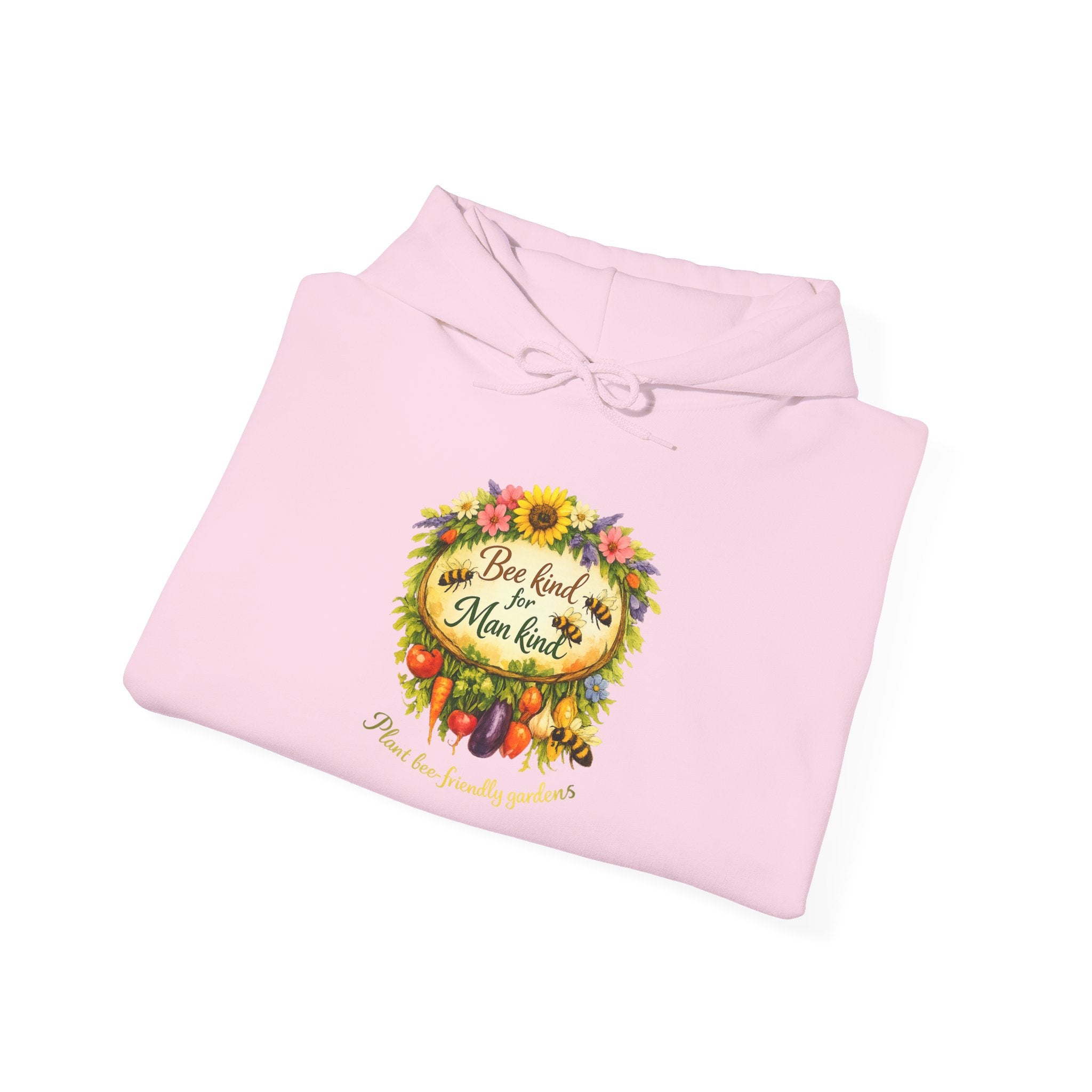 Autumn Floral "Bee Kind to Mankind" Hoodie — Cozy Fall Sweatshirt Gift