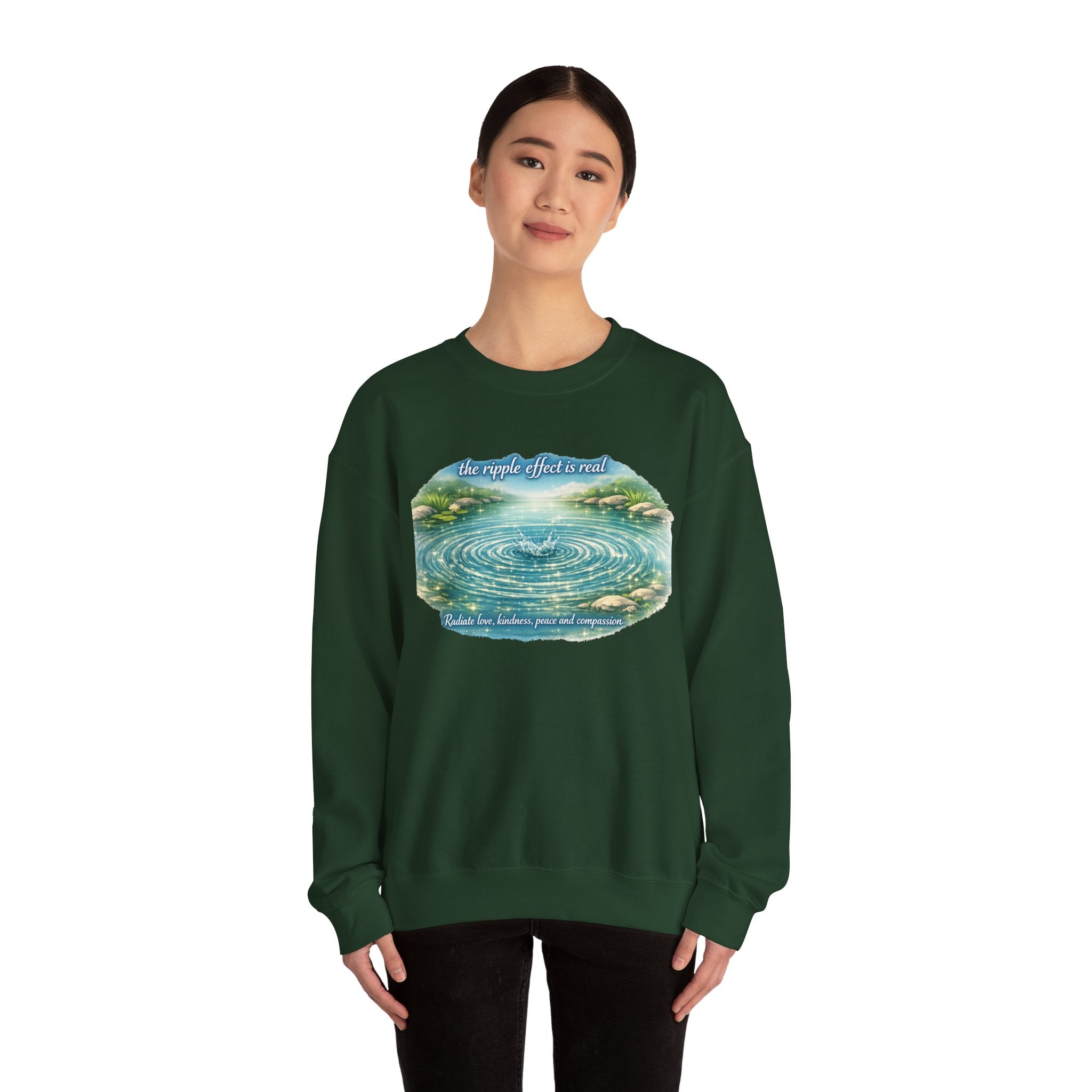Ripple Effect Crewneck Sweatshirt — Scenic Lake Ripple Design