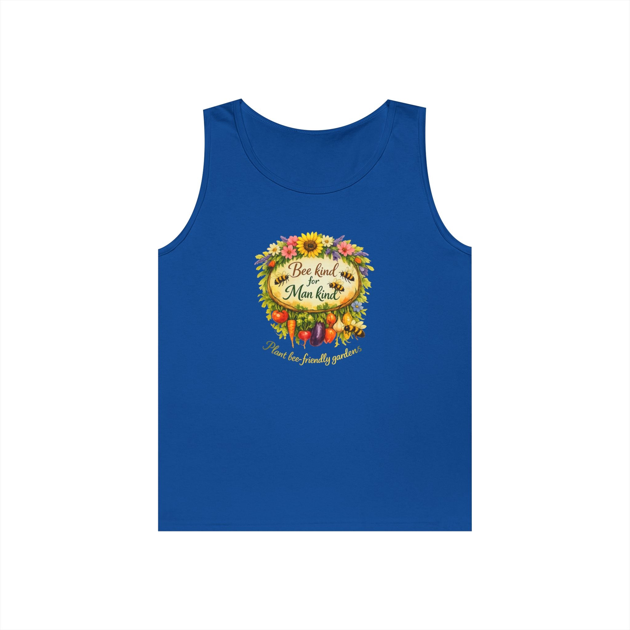 Sunflower Harvest Tank Top — "Bee Kind to mankind" Floral Summer Shirt