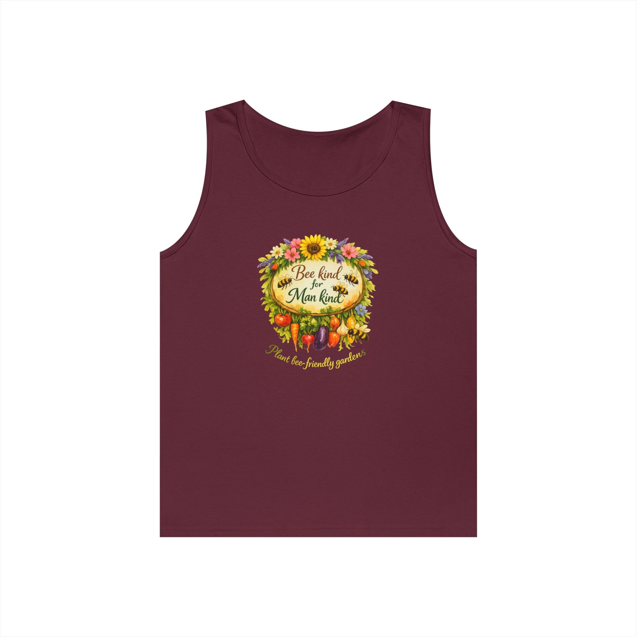 Sunflower Harvest Tank Top — "Bee Kind to mankind" Floral Summer Shirt