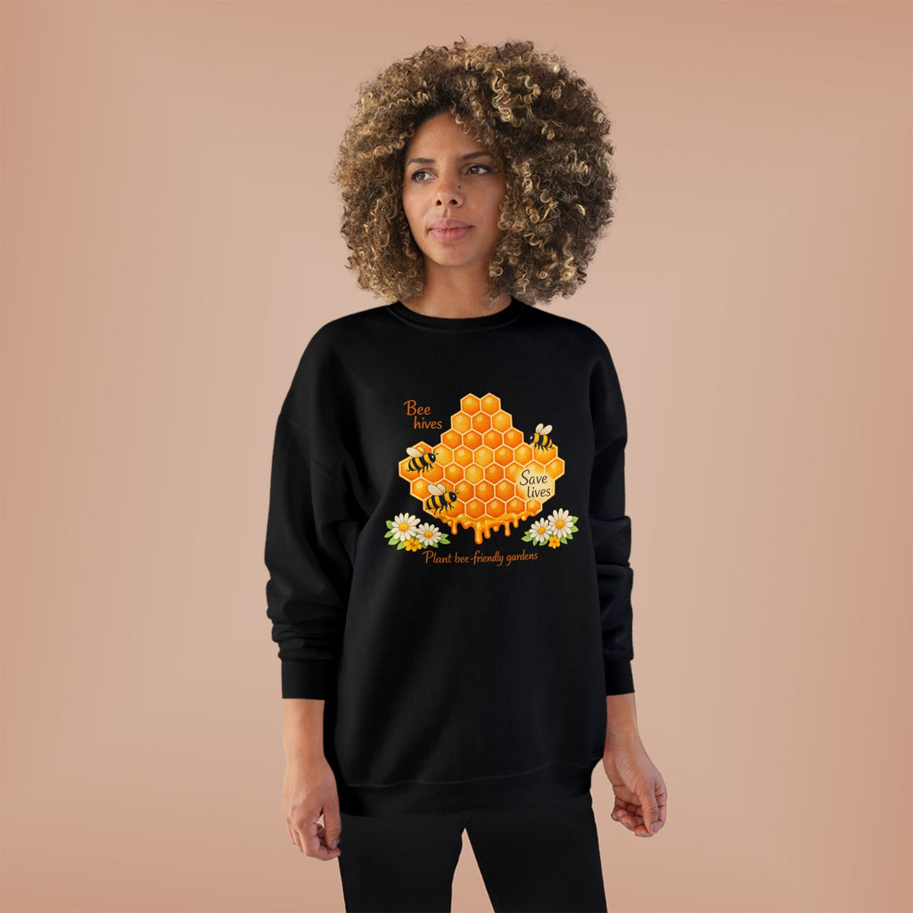 Bee Hive Sweatshirt – Save the Bees Honeycomb Floral Crewneck