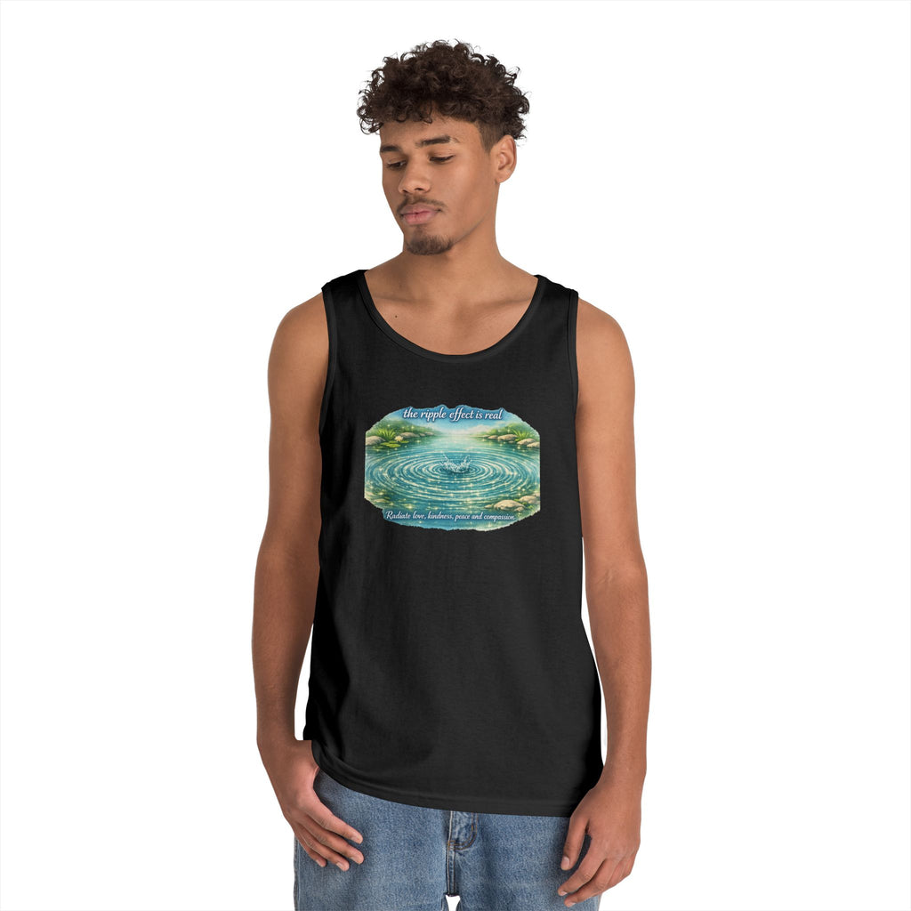 Lake Ripple Nature Tank Top — Serene Watercolor Mountain Pond Design
