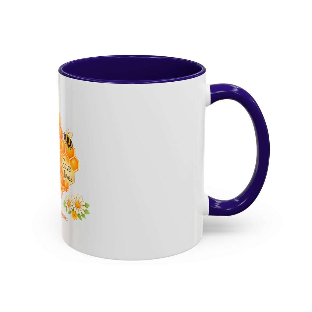 Bee-Friendly Honeycomb Mug — “Bee hives Save Lives” 11oz/15oz