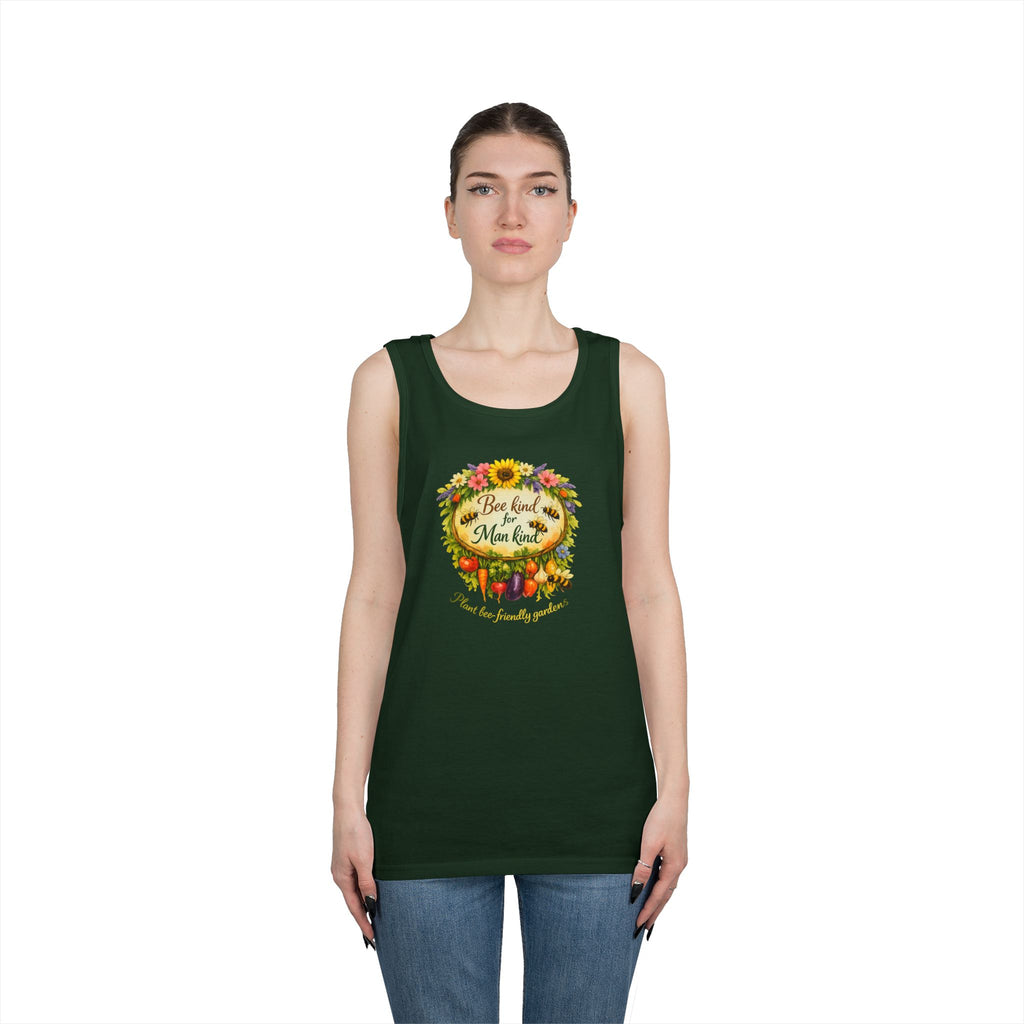 Sunflower Harvest Tank Top — "Bee Kind to mankind" Floral Summer Shirt