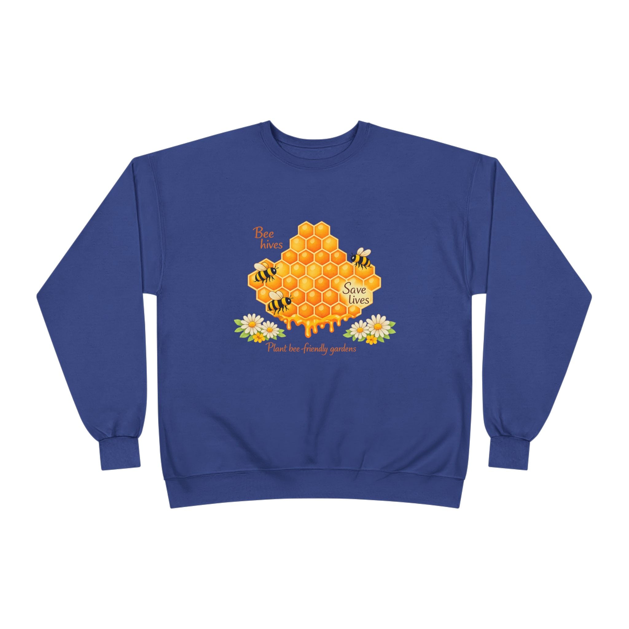 Bee Hive Sweatshirt – Save the Bees Honeycomb Floral Crewneck