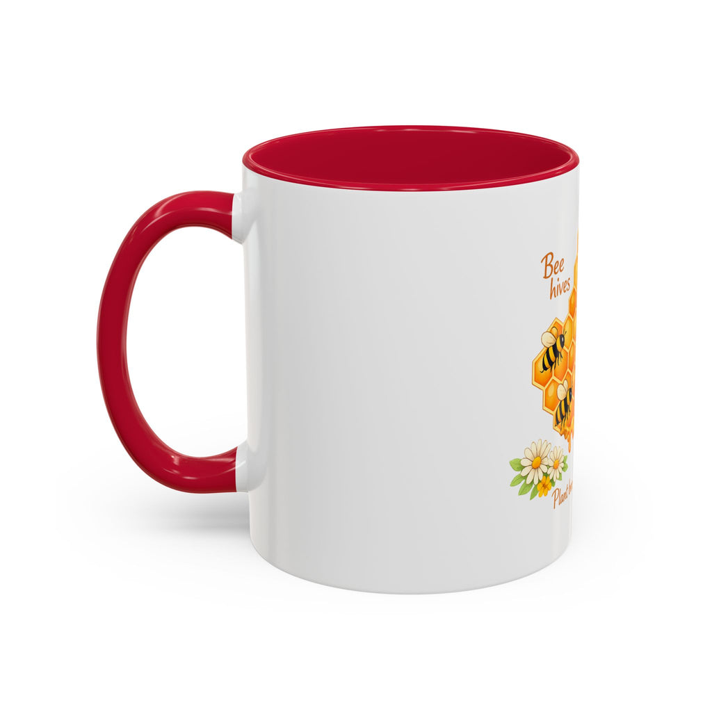 Bee-Friendly Honeycomb Mug — “Bee hives Save Lives” 11oz/15oz