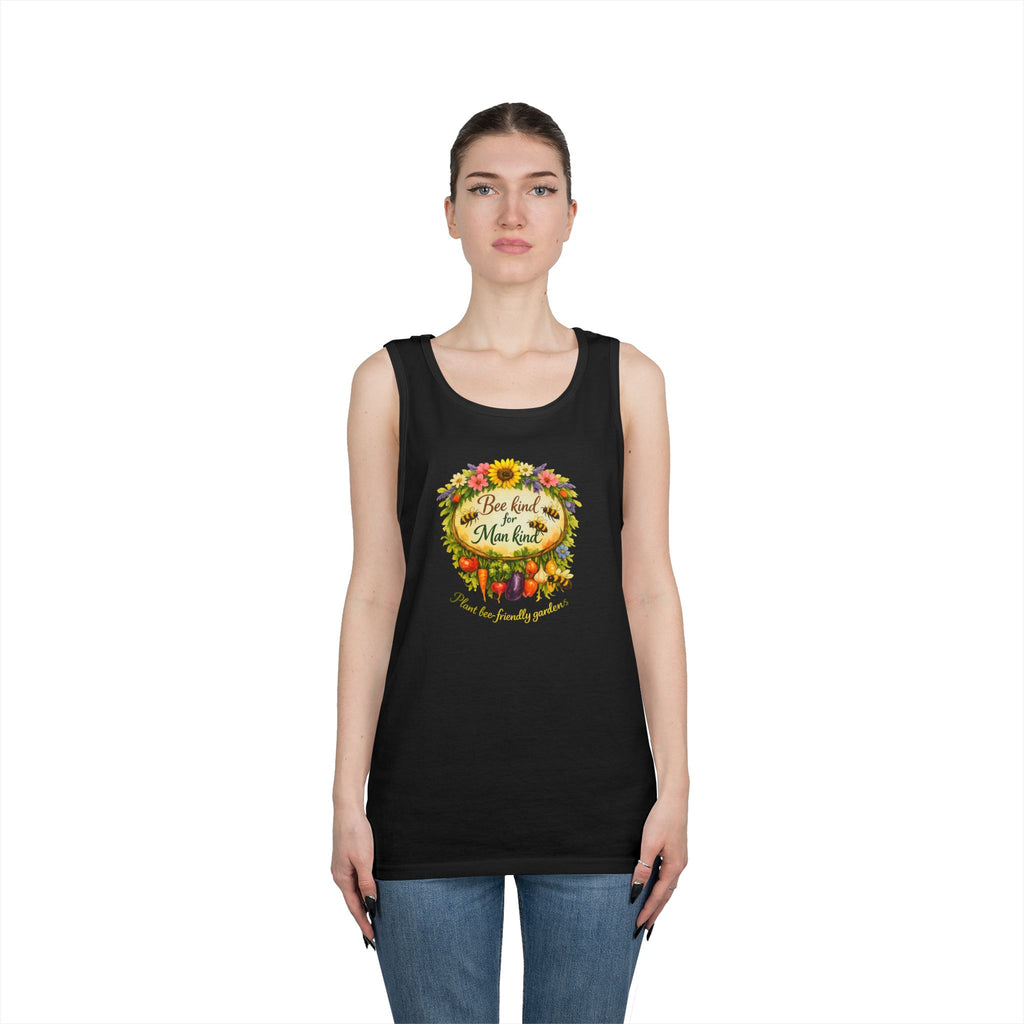 Sunflower Harvest Tank Top — "Bee Kind to mankind" Floral Summer Shirt