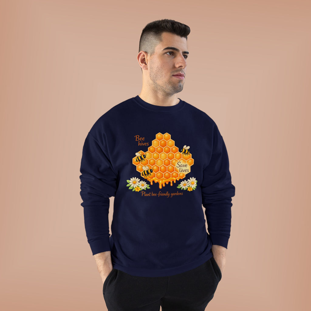 Bee Hive Sweatshirt – Save the Bees Honeycomb Floral Crewneck