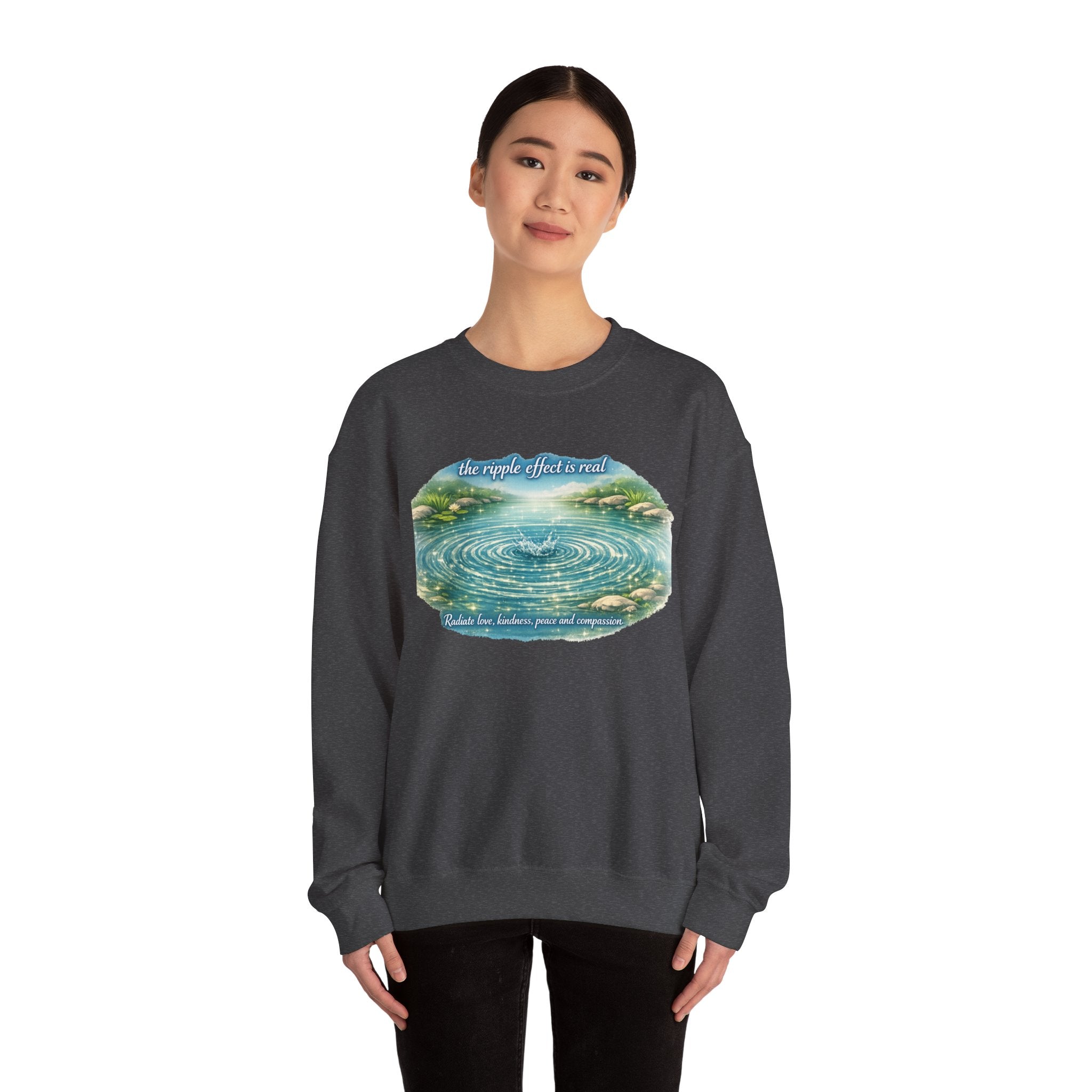 Ripple Effect Crewneck Sweatshirt — Scenic Lake Ripple Design