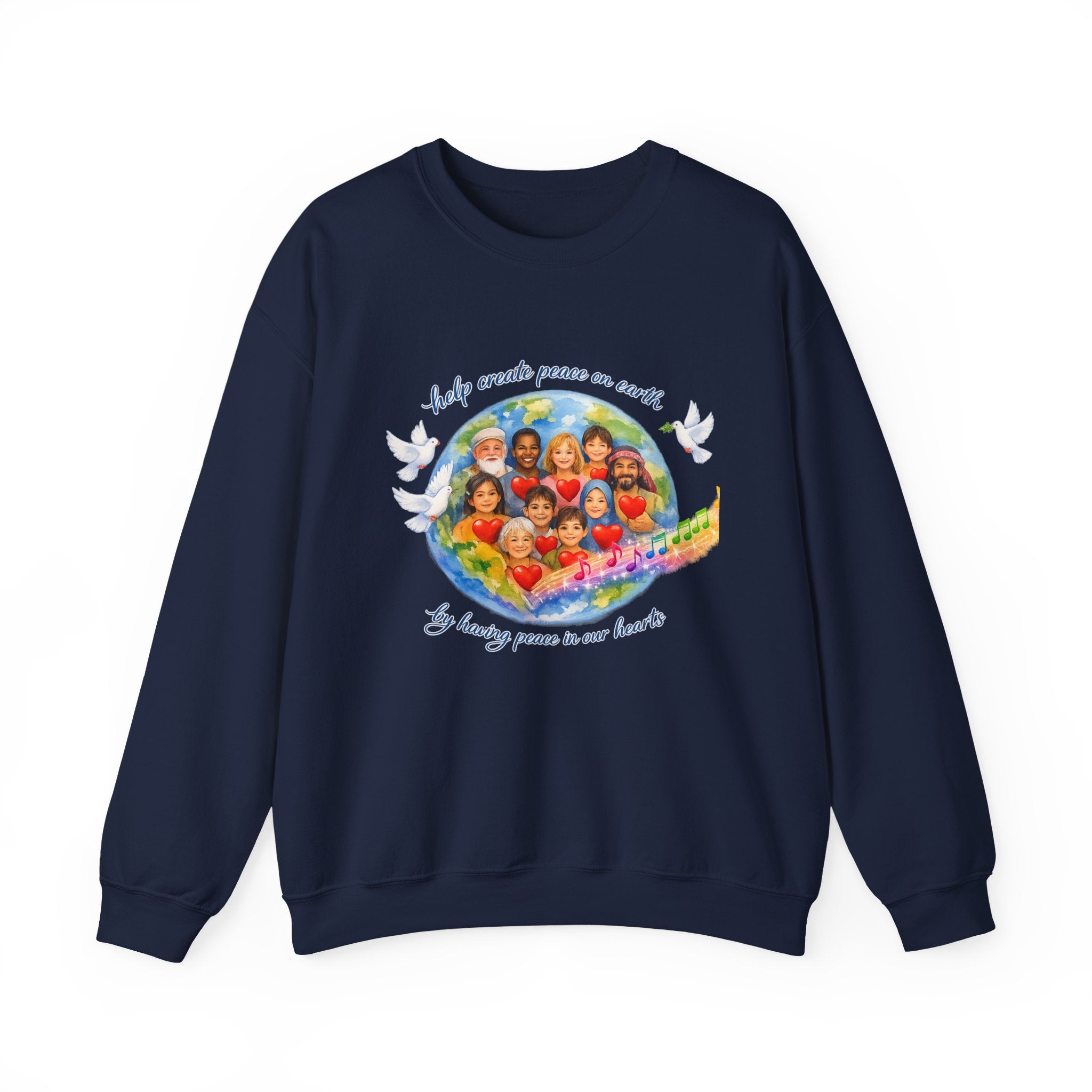 Peace on Earth Crewneck Sweatshirt — "Help Create Peace on Earth" Kids of the World Design