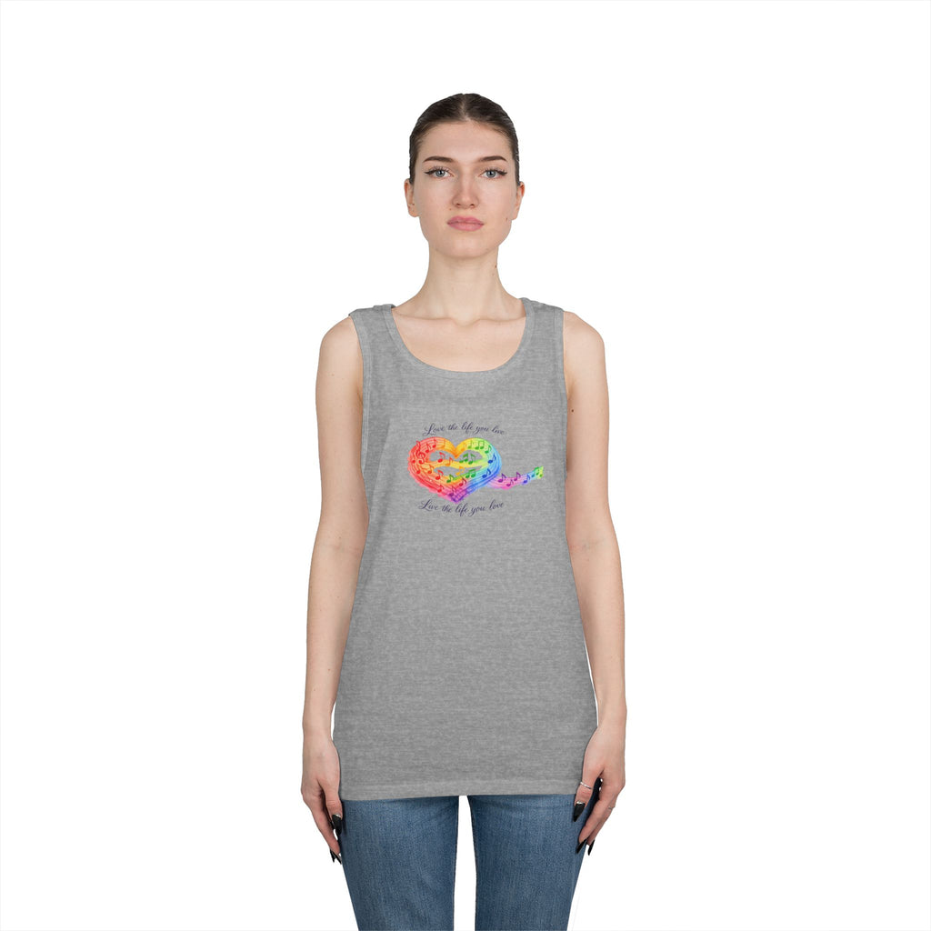 Rainbow Heart Tank Top — "Love the life you live"