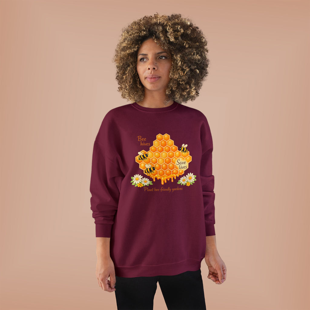 Bee Hive Sweatshirt – Save the Bees Honeycomb Floral Crewneck