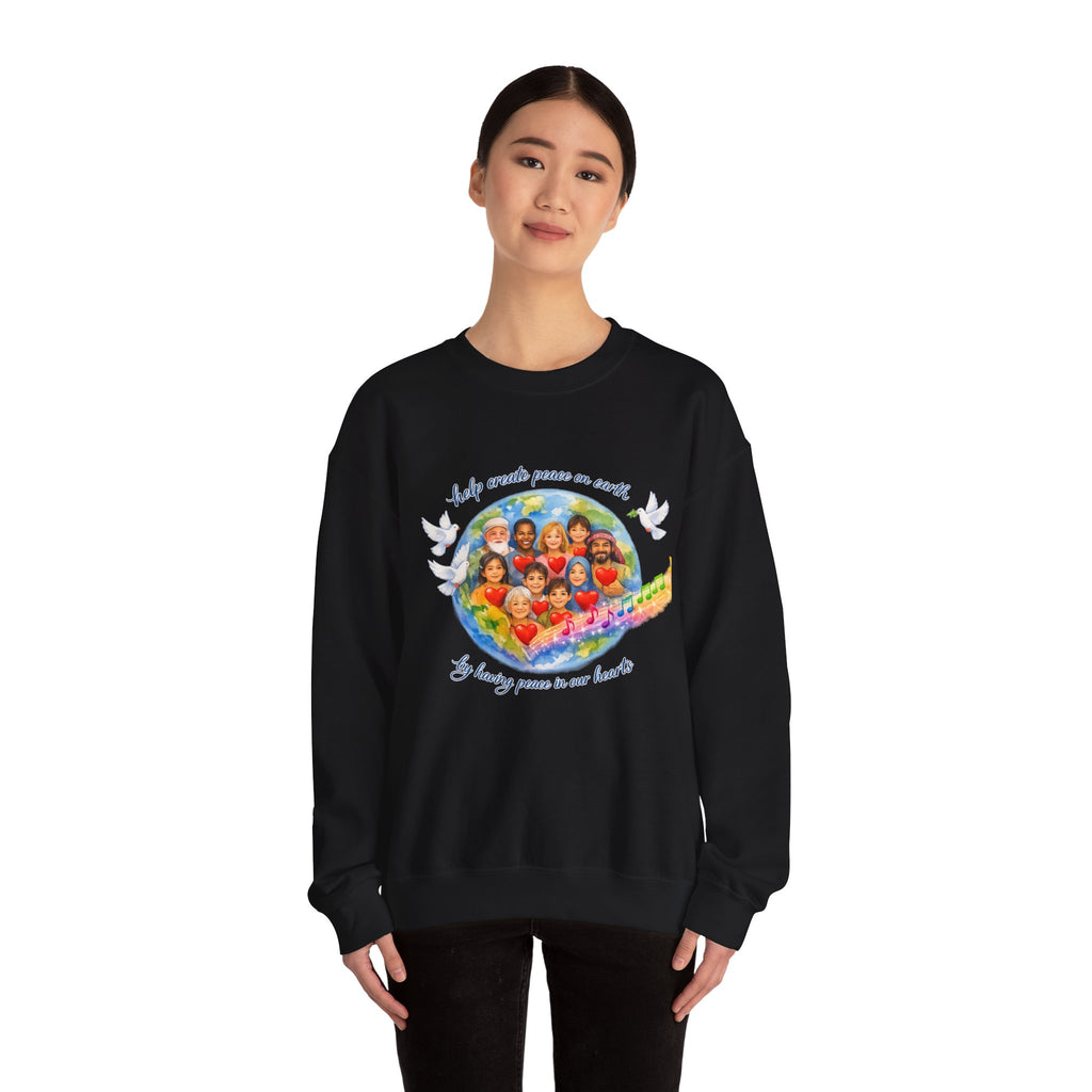 Peace on Earth Crewneck Sweatshirt — "Help Create Peace on Earth" Kids of the World Design
