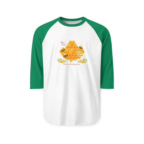 Bee Honeycomb Raglan Shirt — 'Bee Kind' Floral Baseball Tee