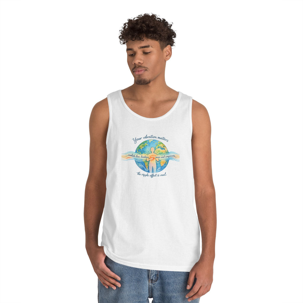 Earth Hug Tank — "Your vibration matters" Eco Positive Graphic Tank Top