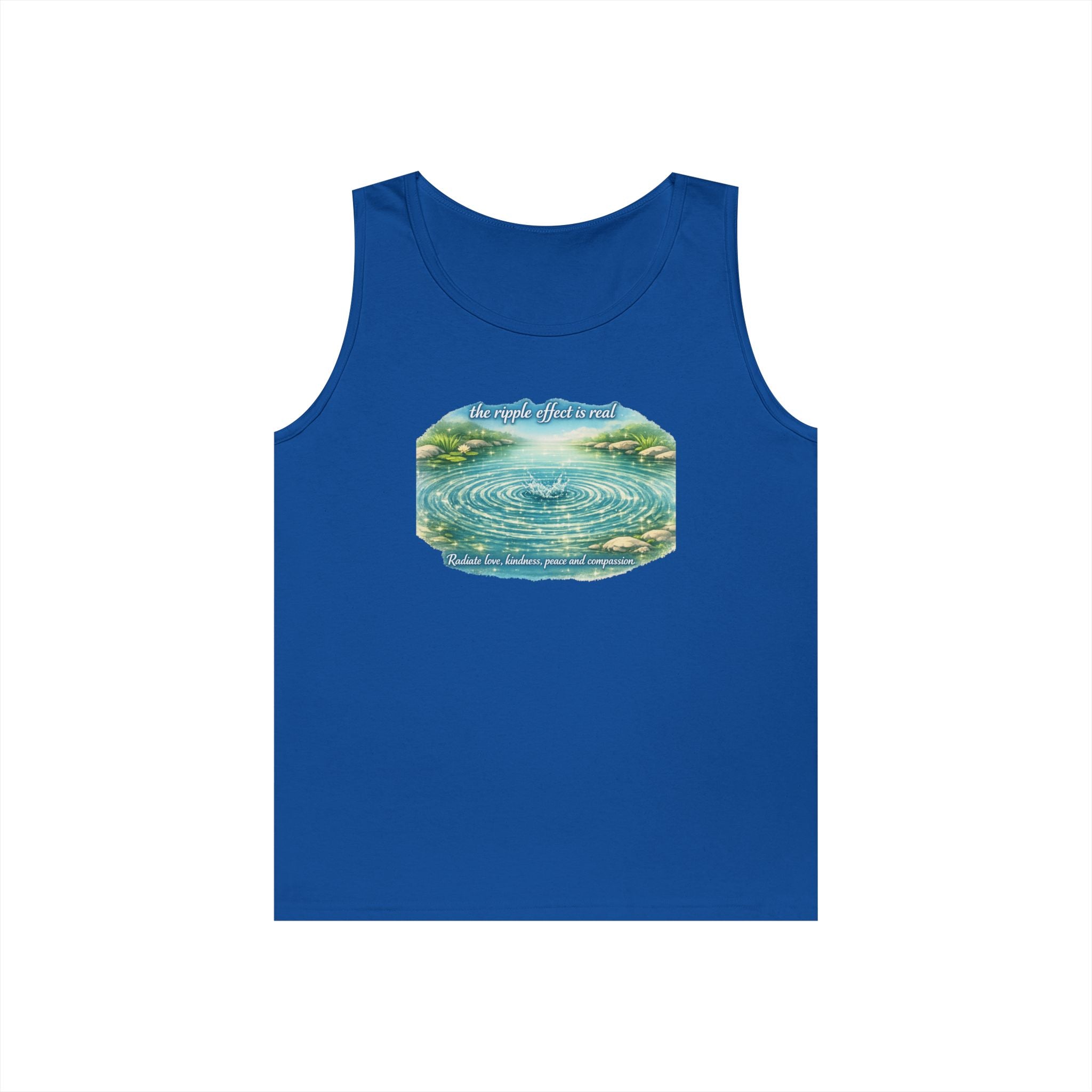 Lake Ripple Nature Tank Top — Serene Watercolor Mountain Pond Design
