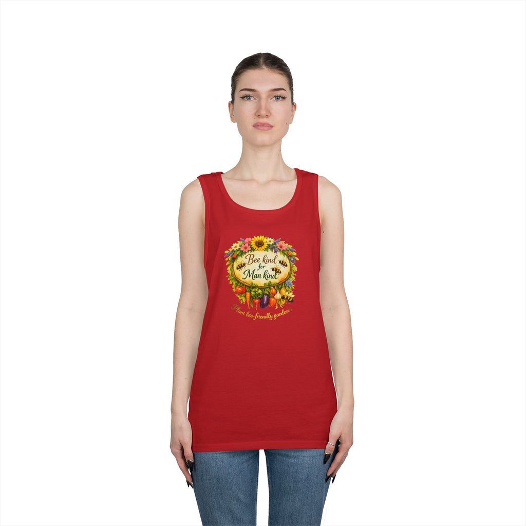 Sunflower Harvest Tank Top — "Bee Kind to mankind" Floral Summer Shirt