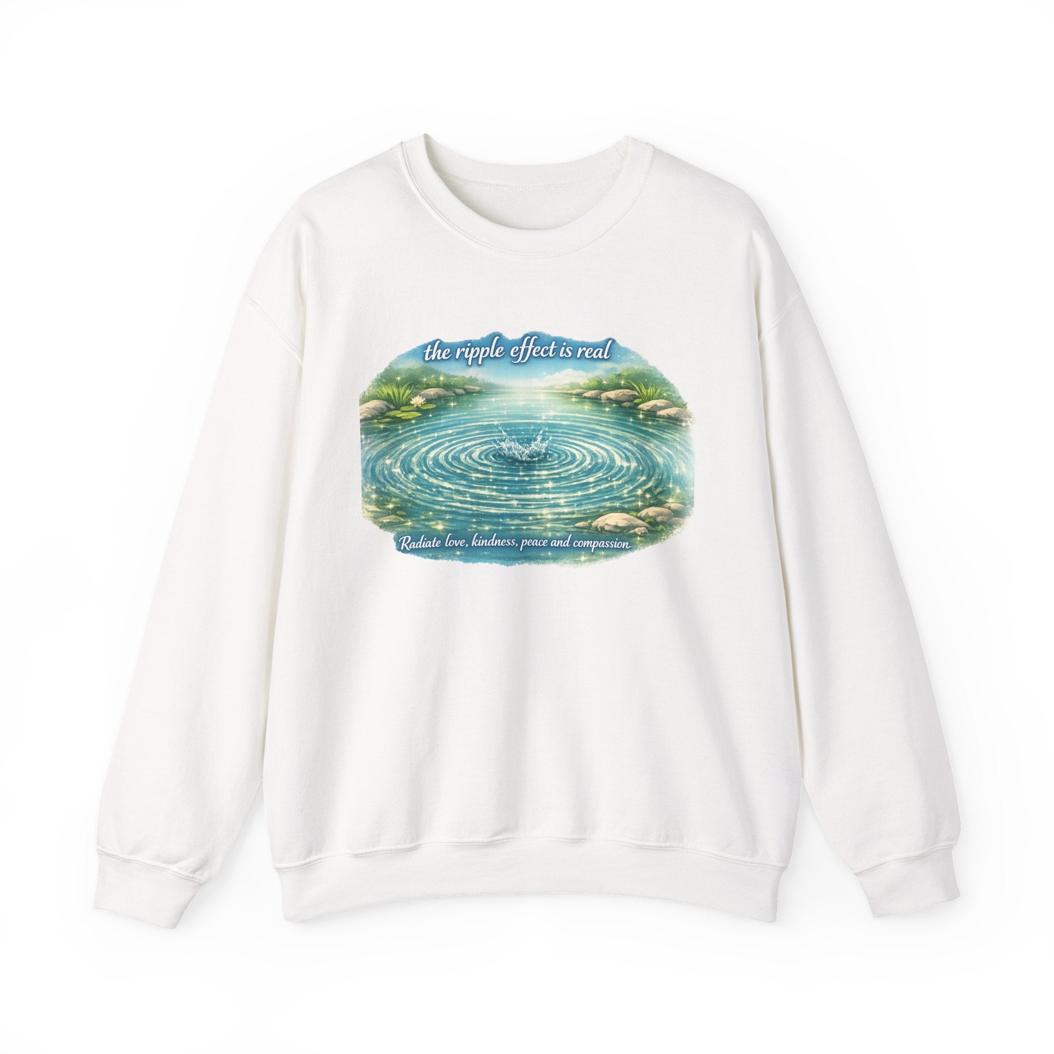 Ripple Effect Crewneck Sweatshirt — Scenic Lake Ripple Design