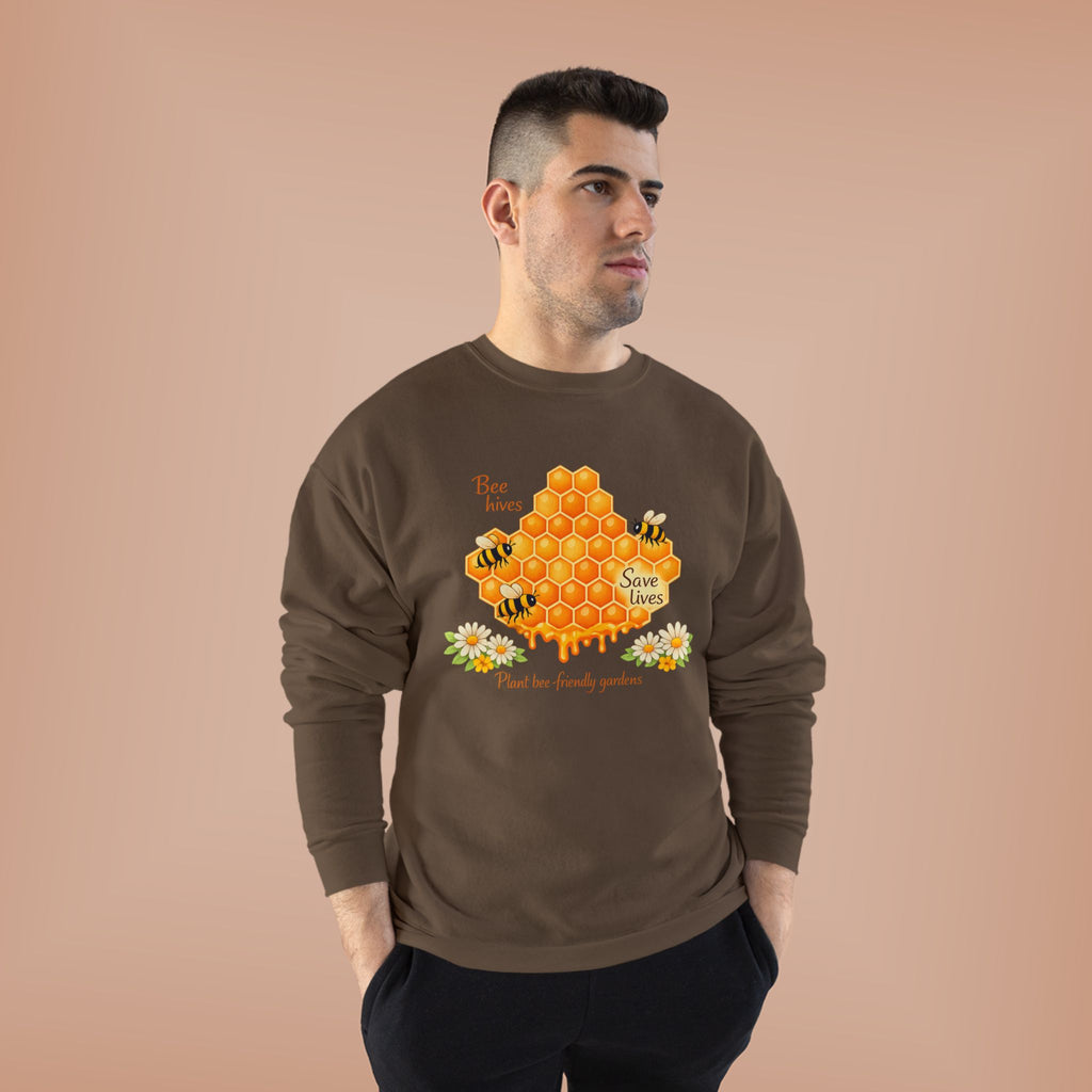 Bee Hive Sweatshirt – Save the Bees Honeycomb Floral Crewneck