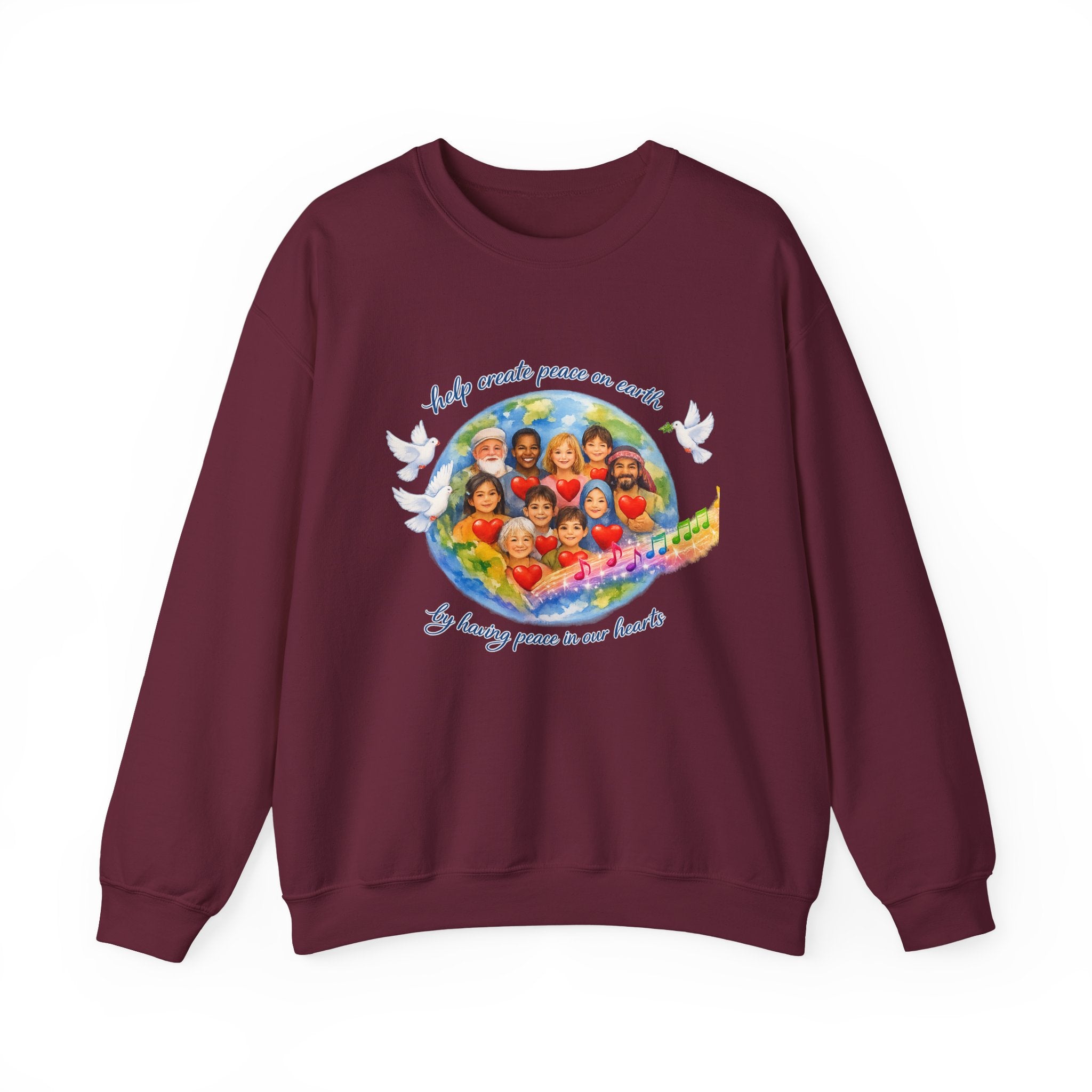 Peace on Earth Crewneck Sweatshirt — "Help Create Peace on Earth" Kids of the World Design