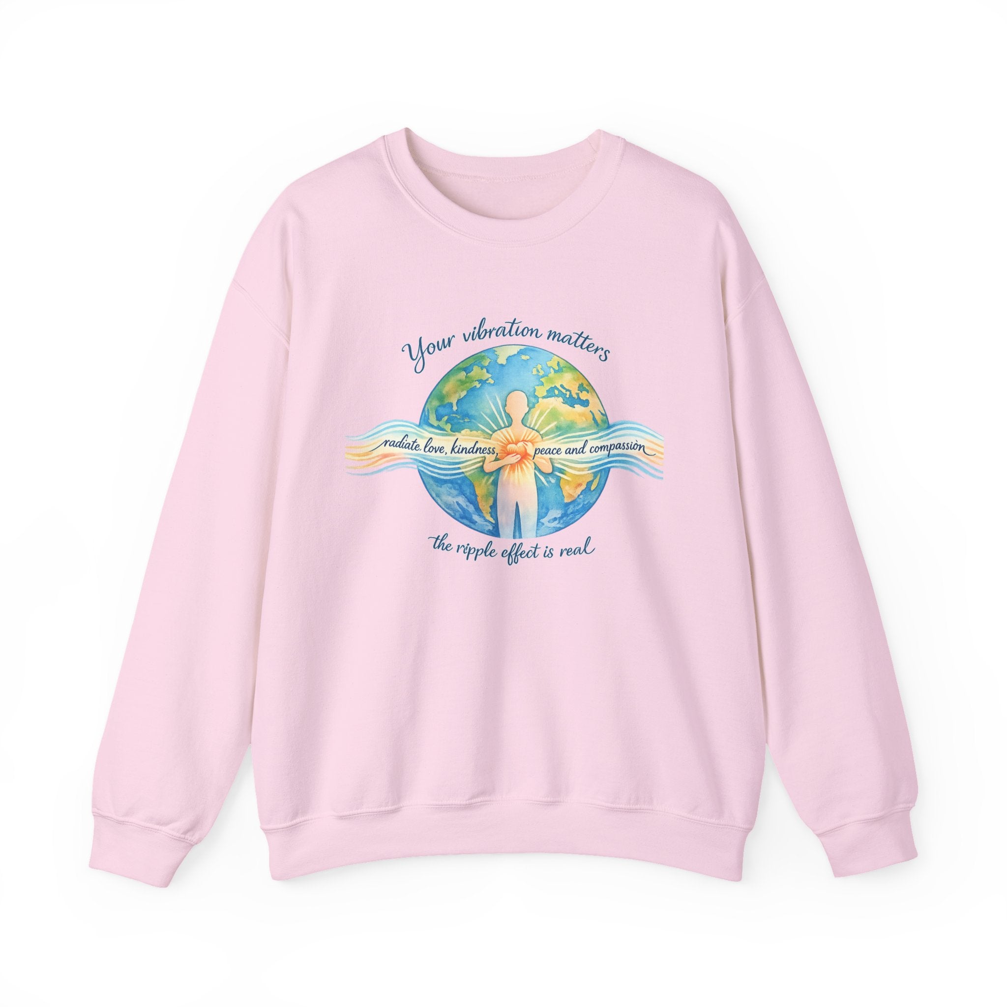 Crewneck Sweatshirt — "Your Vibration Matters" Earth & Heart Graphic
