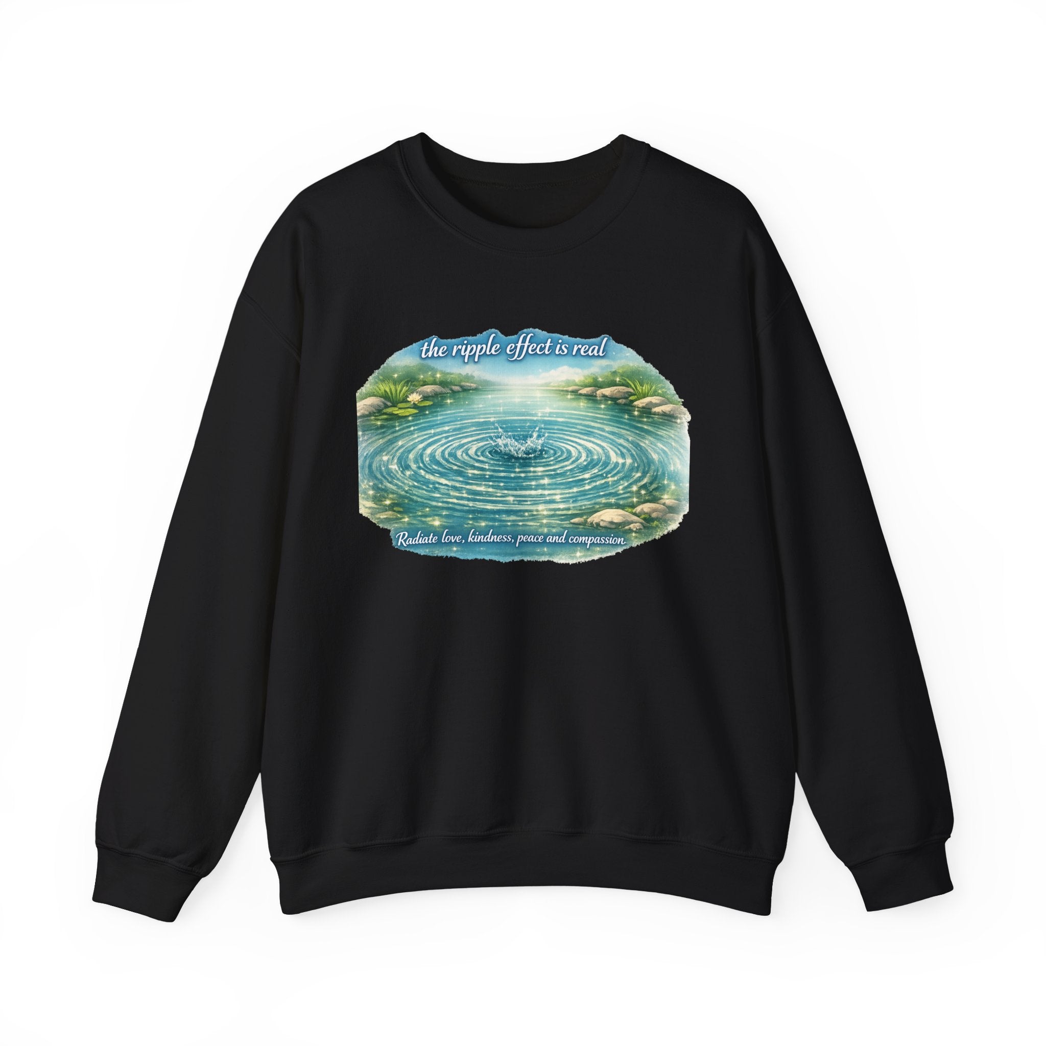 Ripple Effect Crewneck Sweatshirt — Scenic Lake Ripple Design