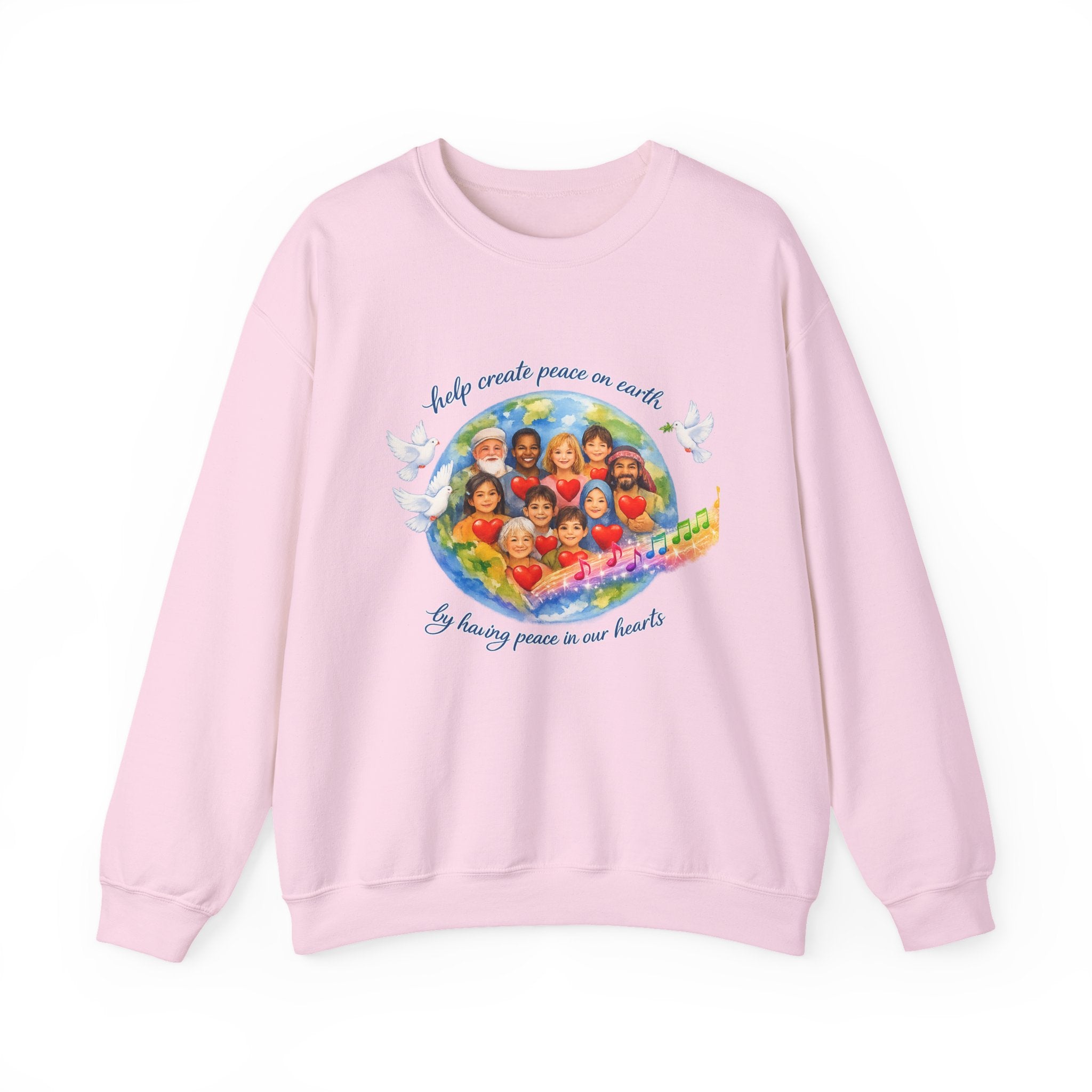 Peace on Earth Crewneck Sweatshirt — "Help Create Peace on Earth" Kids of the World Design