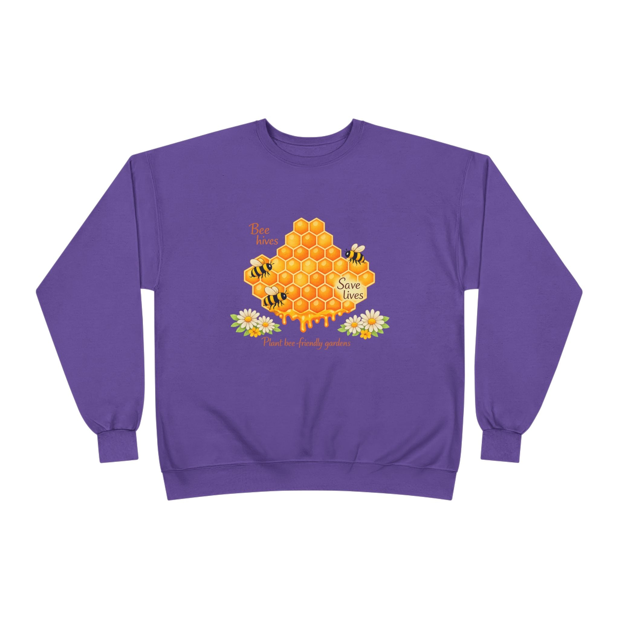 Bee Hive Sweatshirt – Save the Bees Honeycomb Floral Crewneck