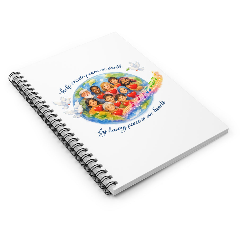 Peaceful Hearts Spiral Notebook — "Help create peace on earth by having peace in our hearts" Inspirational Journal