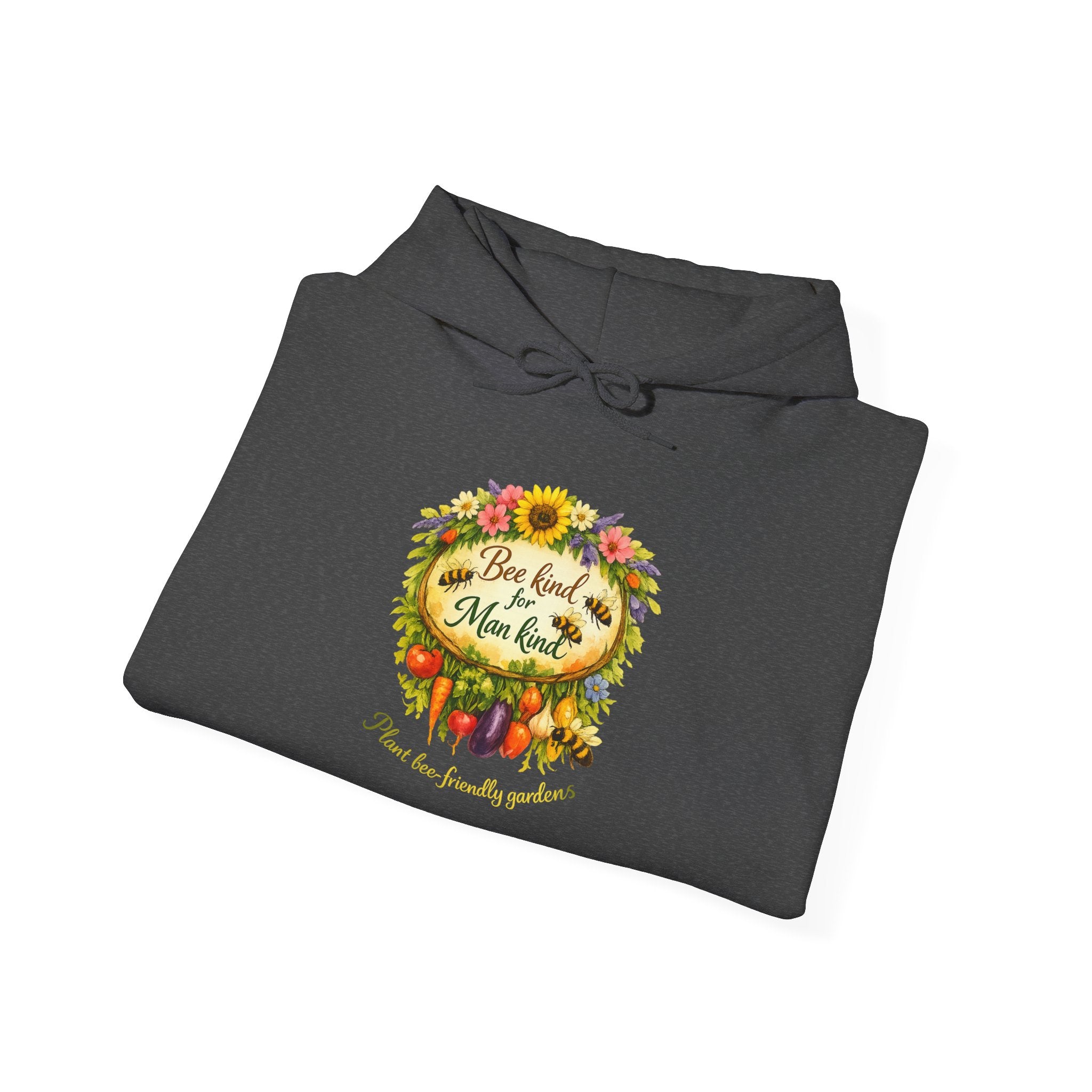 Autumn Floral "Bee Kind to Mankind" Hoodie — Cozy Fall Sweatshirt Gift