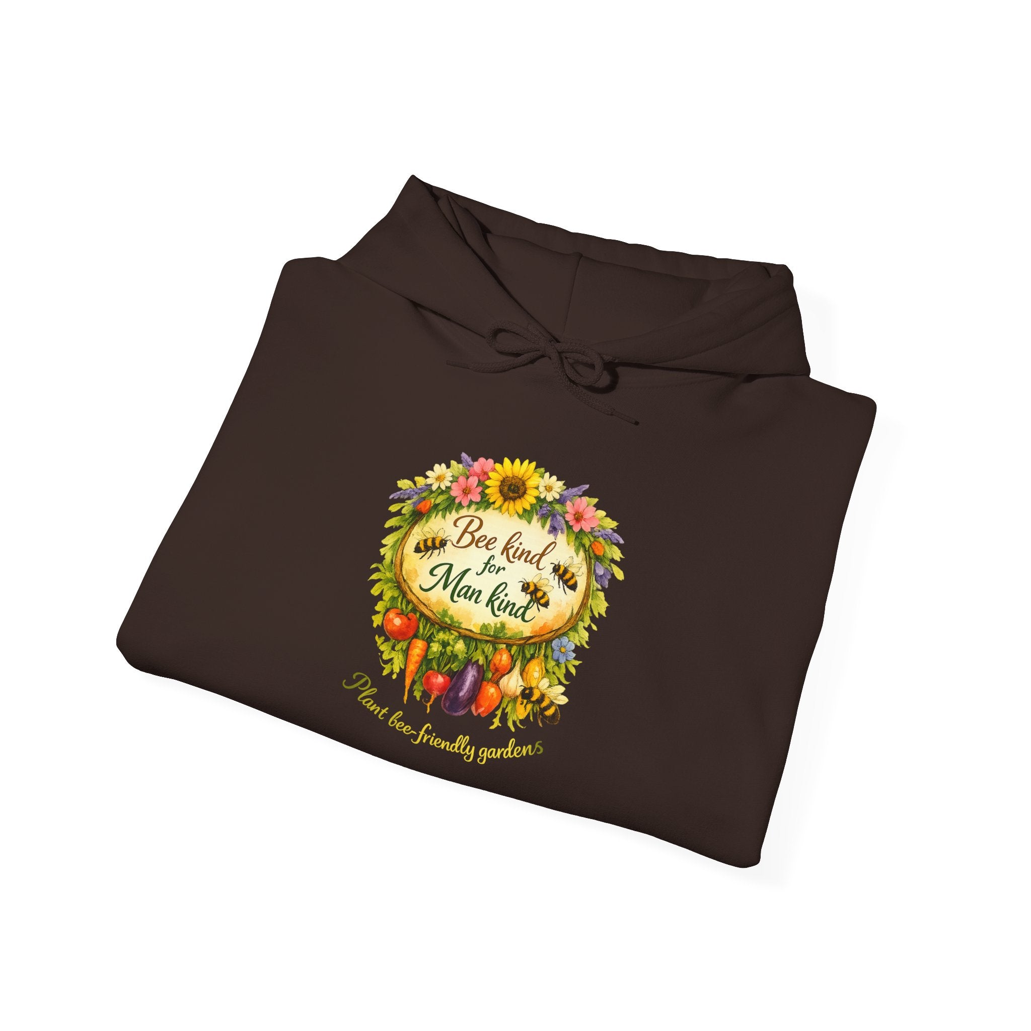 Autumn Floral "Bee Kind to Mankind" Hoodie — Cozy Fall Sweatshirt Gift