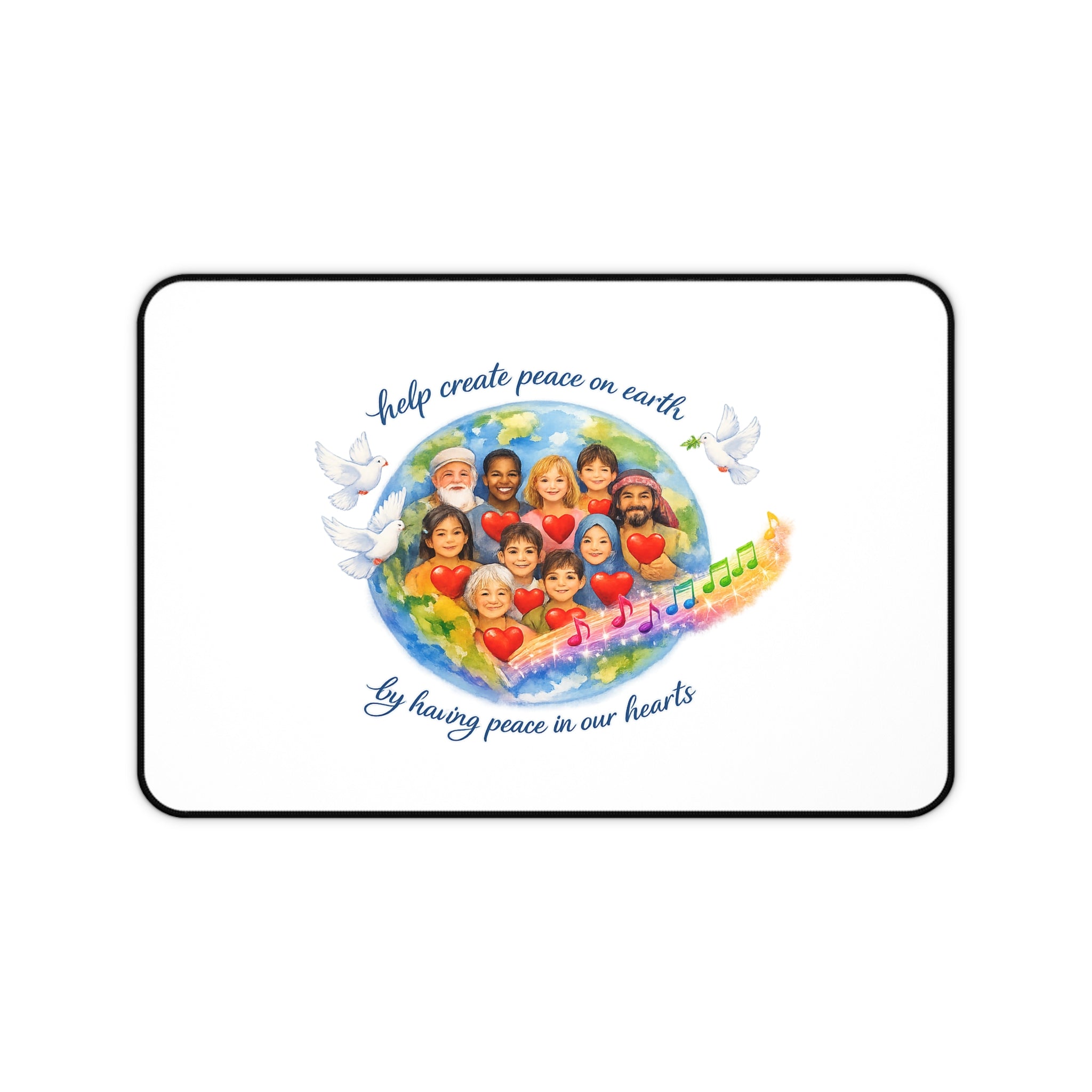 Radiate Peace Desk Mat — Inspirational Quote Desk Pad