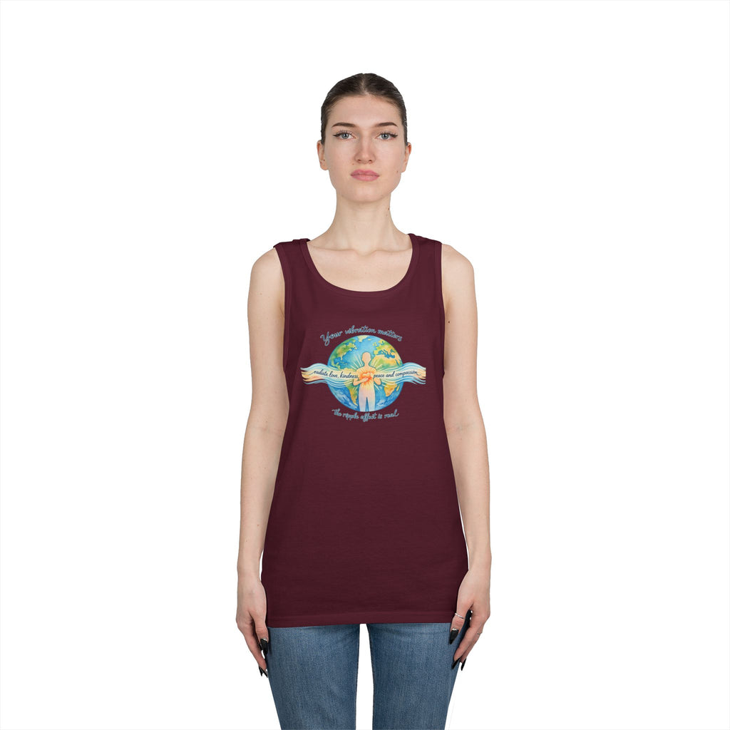 Earth Hug Tank — "Your vibration matters" Eco Positive Graphic Tank Top