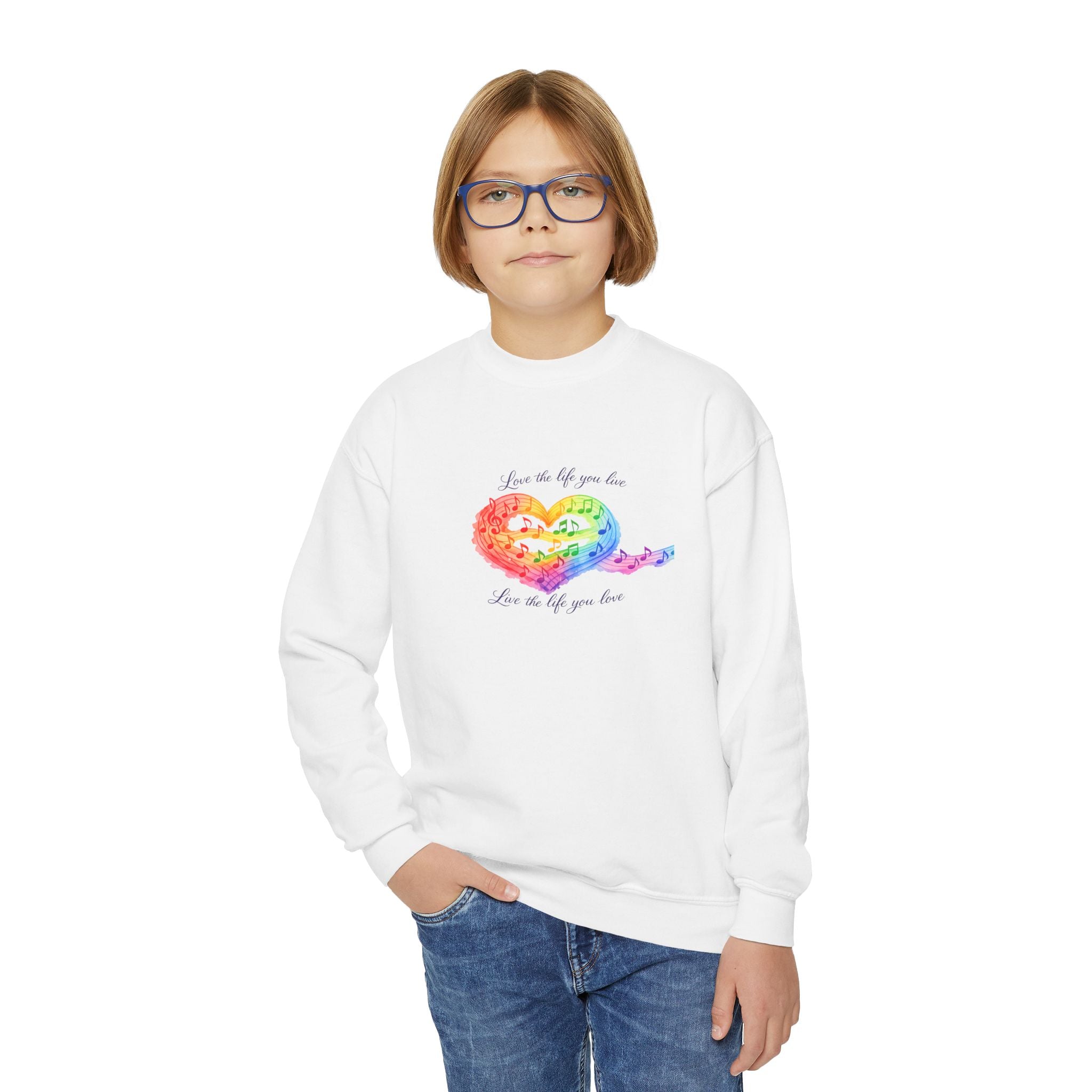 Live the Life You Love Crewneck Sweatshirt — Inspirational Youth Sweatshirt