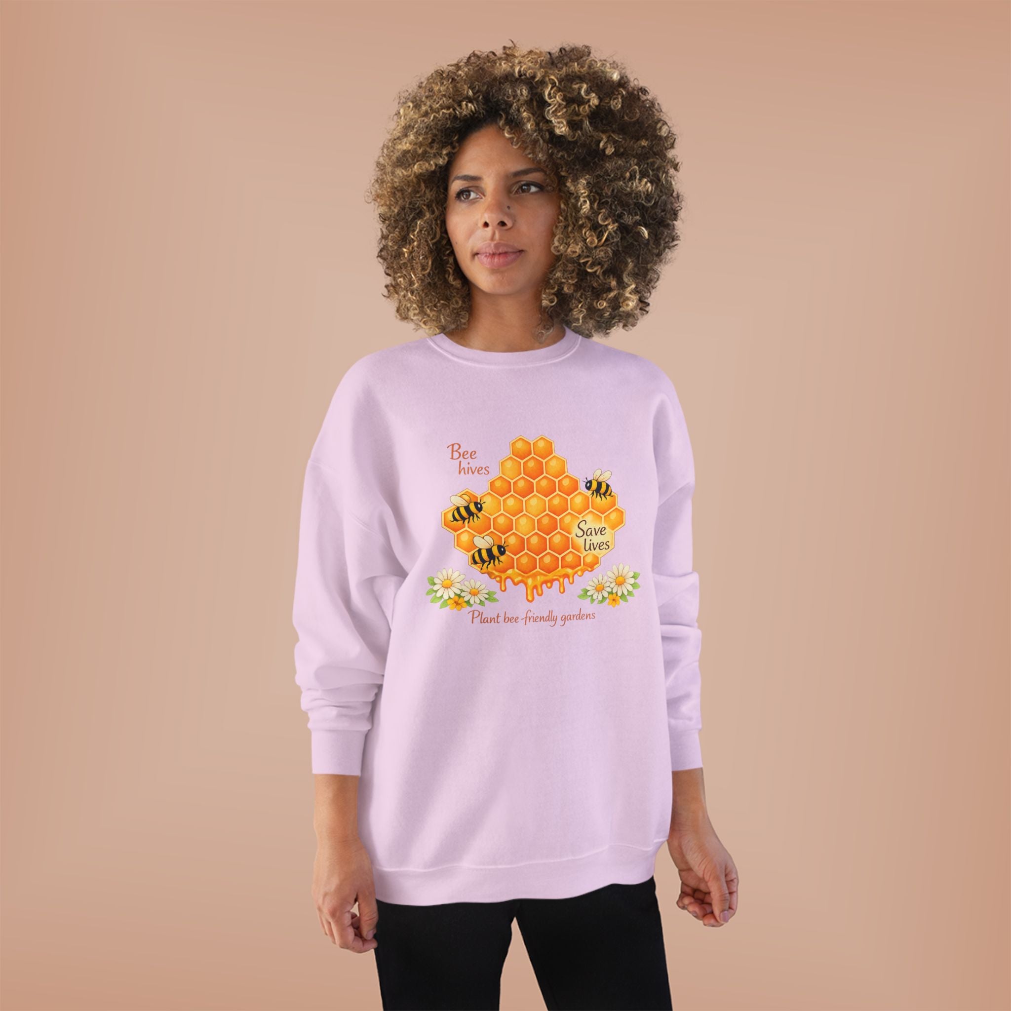 Bee Hive Sweatshirt – Save the Bees Honeycomb Floral Crewneck