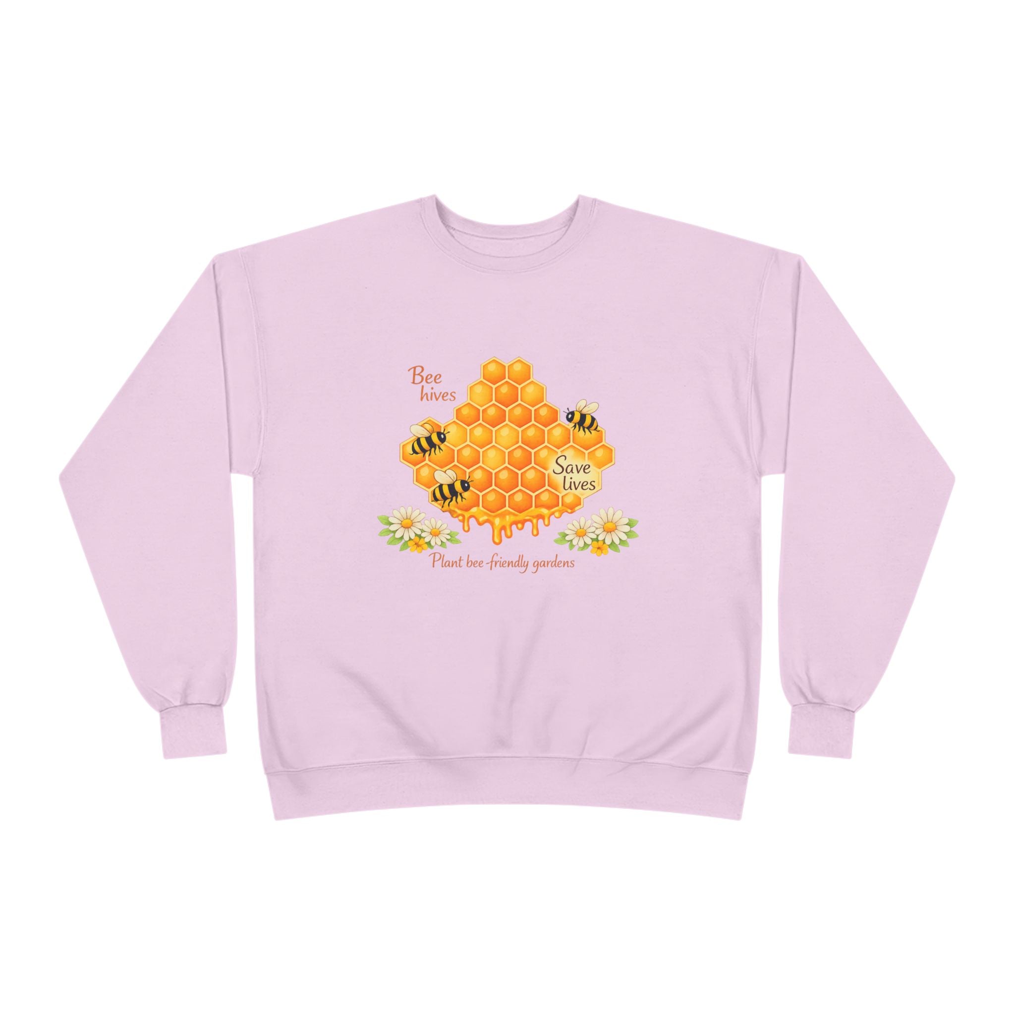 Bee Hive Sweatshirt – Save the Bees Honeycomb Floral Crewneck