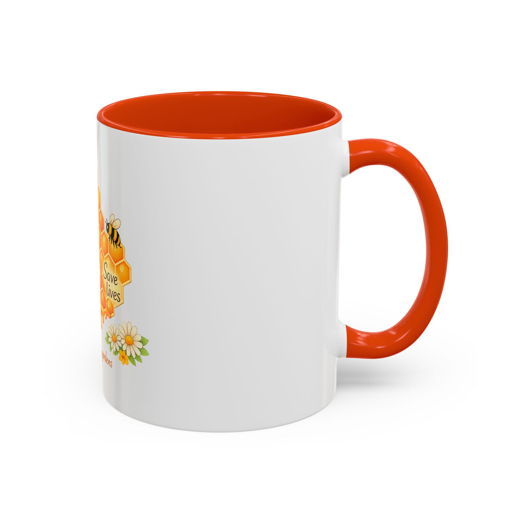 Bee-Friendly Honeycomb Mug — “Bee hives Save Lives” 11oz/15oz
