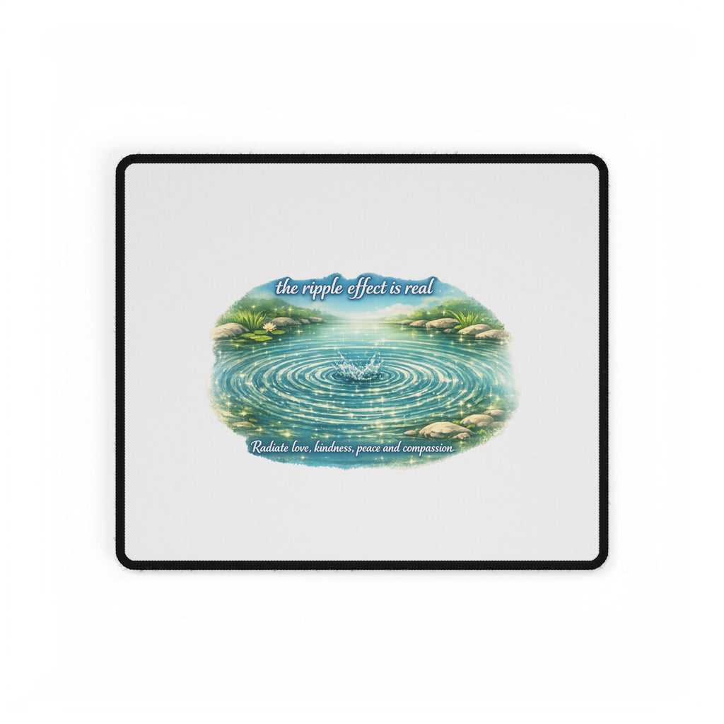 Ripple Effect Desk Mat — Tranquil Water Ripple Mouse Pad with Inspirational Quote