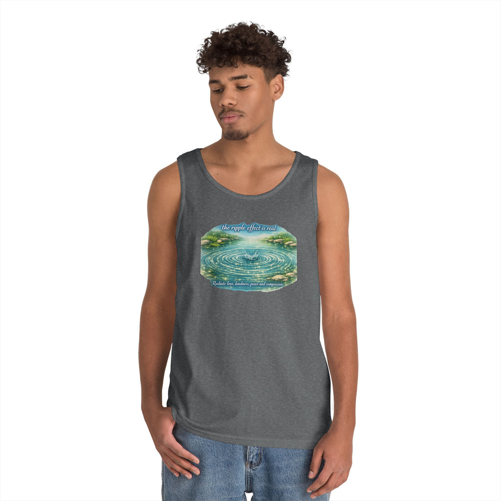 Lake Ripple Nature Tank Top — Serene Watercolor Mountain Pond Design