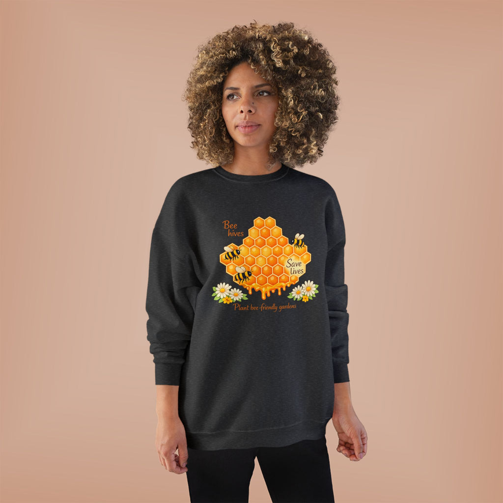 Bee Hive Sweatshirt – Save the Bees Honeycomb Floral Crewneck
